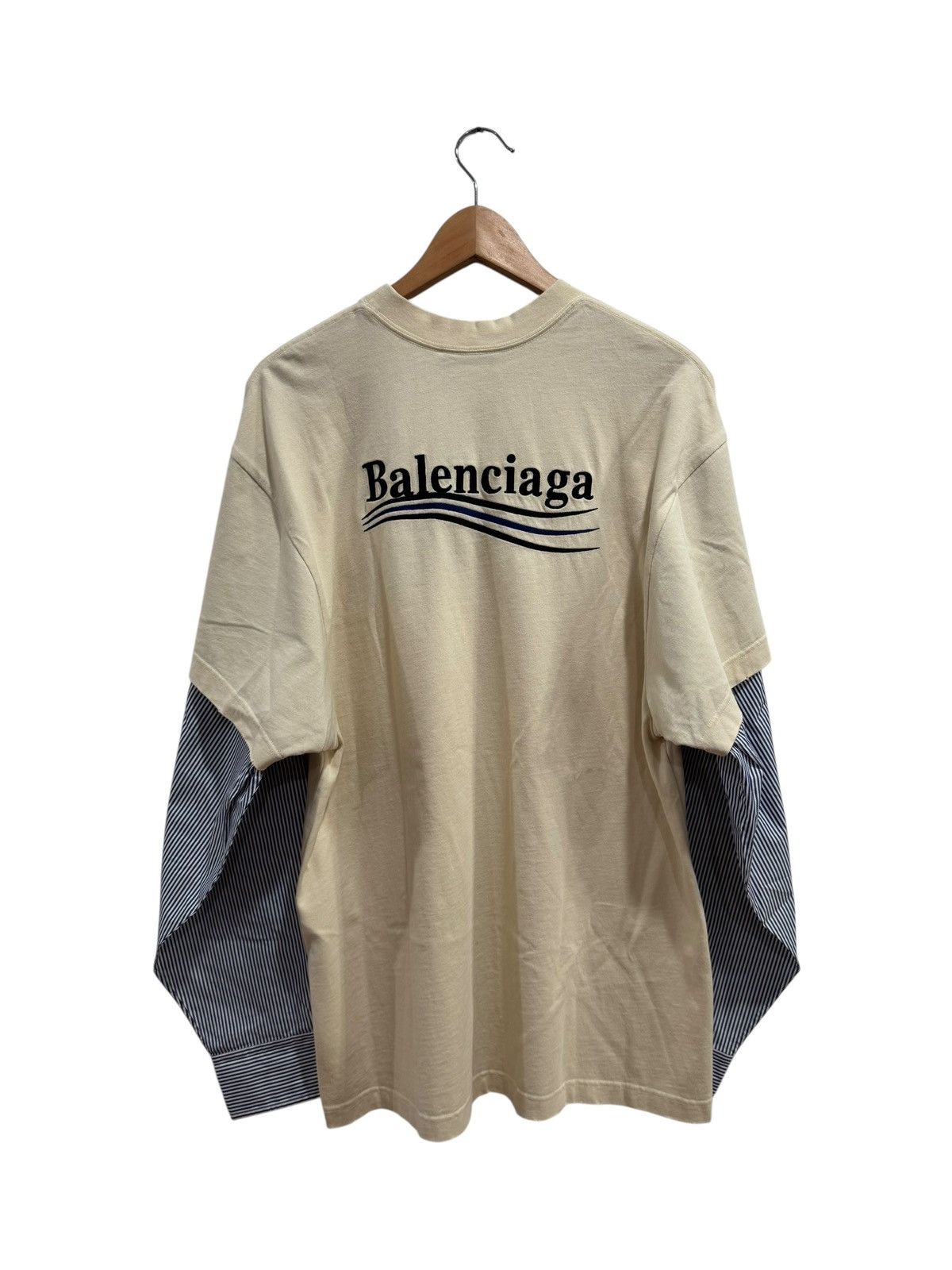 Balenciaga Balenciaga Political Campaign Layered Long Sleeve Tee Cream Size US S / EU 44-46 / 1 - 7 Thumbnail