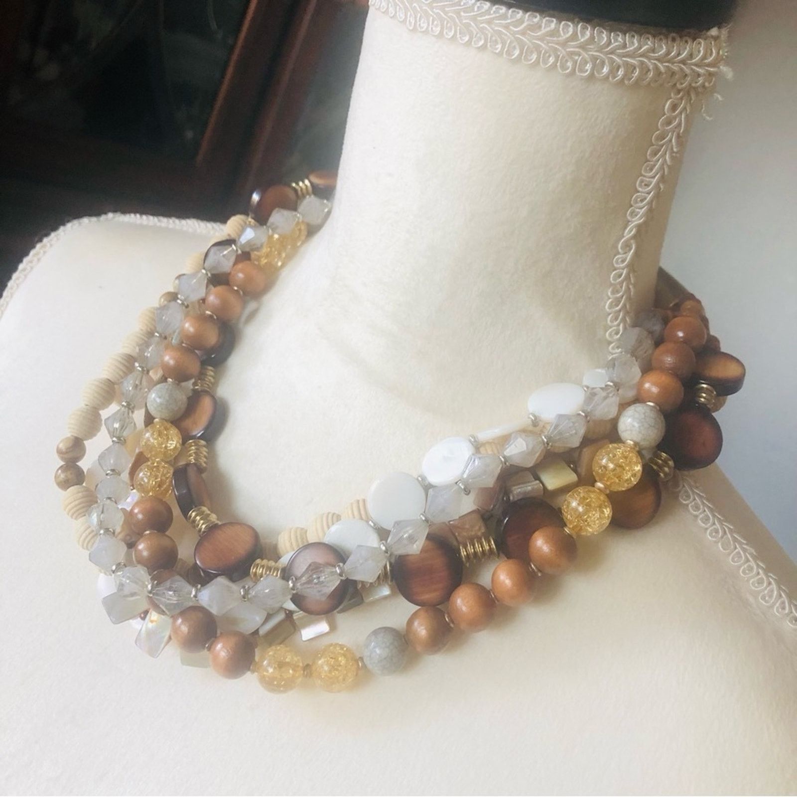Jewelry Bold large multi strand & material beaded necklace Size ONE SIZE - 4 Thumbnail