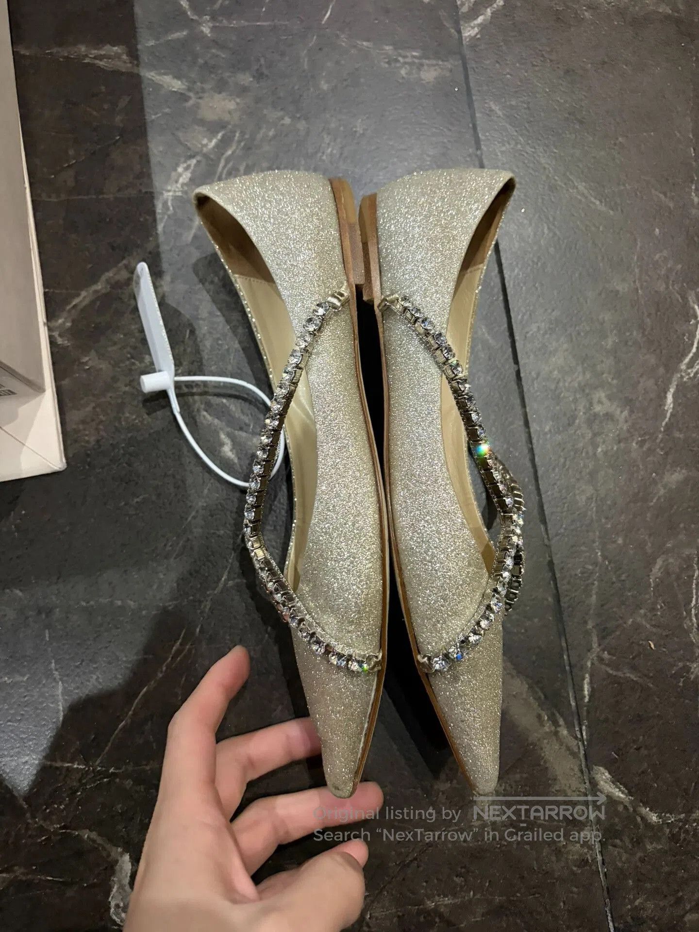 Jimmy Choo Jimmy Choo Glitter Cross Chain Flats. Size US 5.5 / IT 35.5 - 3 Thumbnail