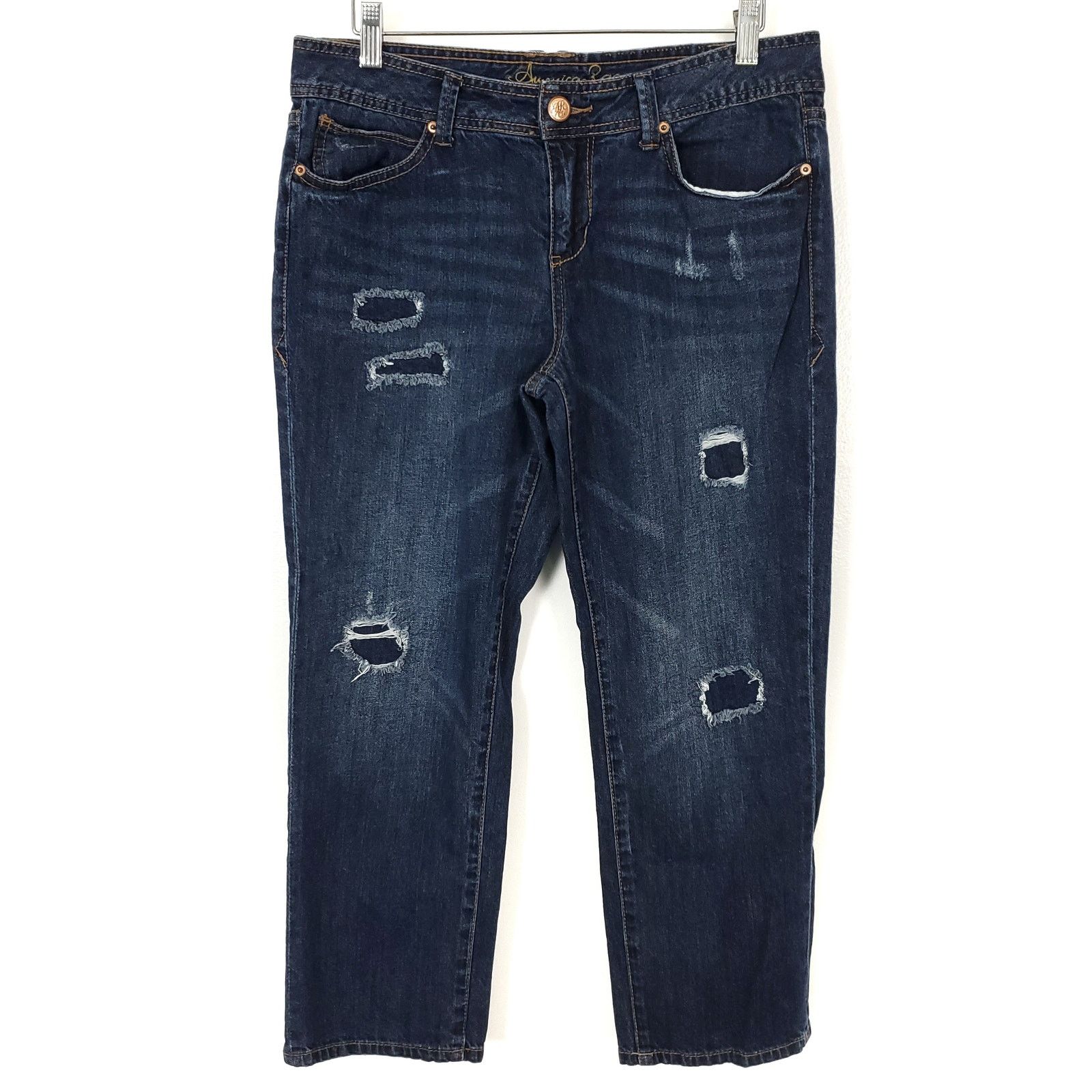 American Rag American Rag Patch Distressed Cropped Jeans Size 7 Size 33" - 1 Thumbnail