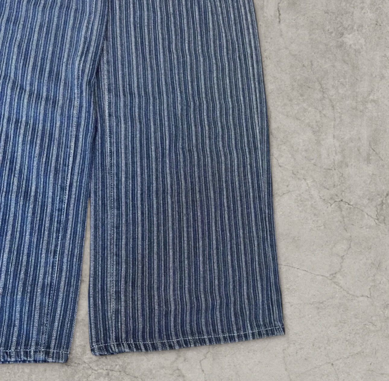 Japanese Brand Cool wide leg Japanese style jeans in striped blue. Size M Size US 32 / EU 48 - 3 Thumbnail