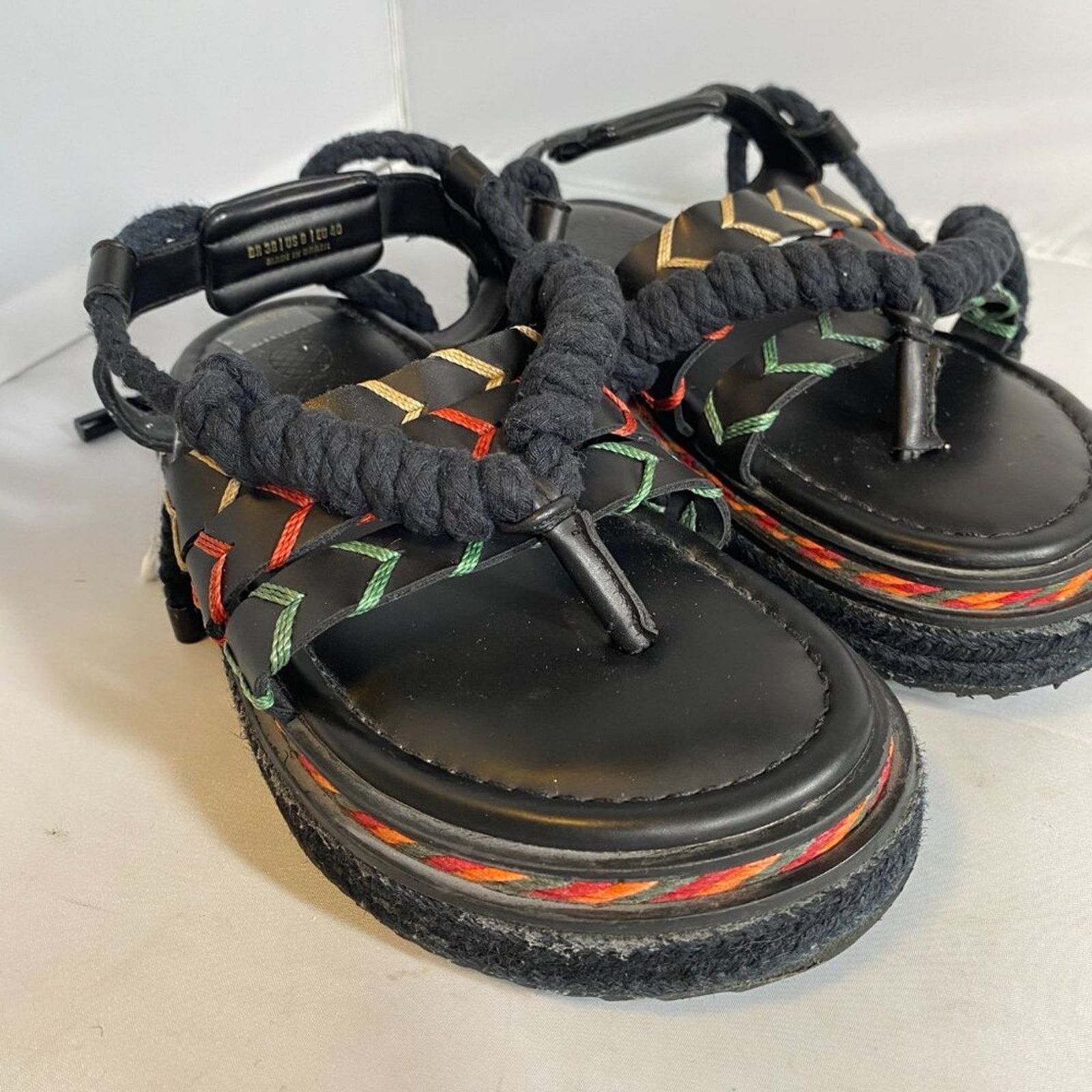Farm Rio FARM Rio Black Rope Tie Flatform Sandal 9 Size US 9 / IT 39 - 2 Thumbnail