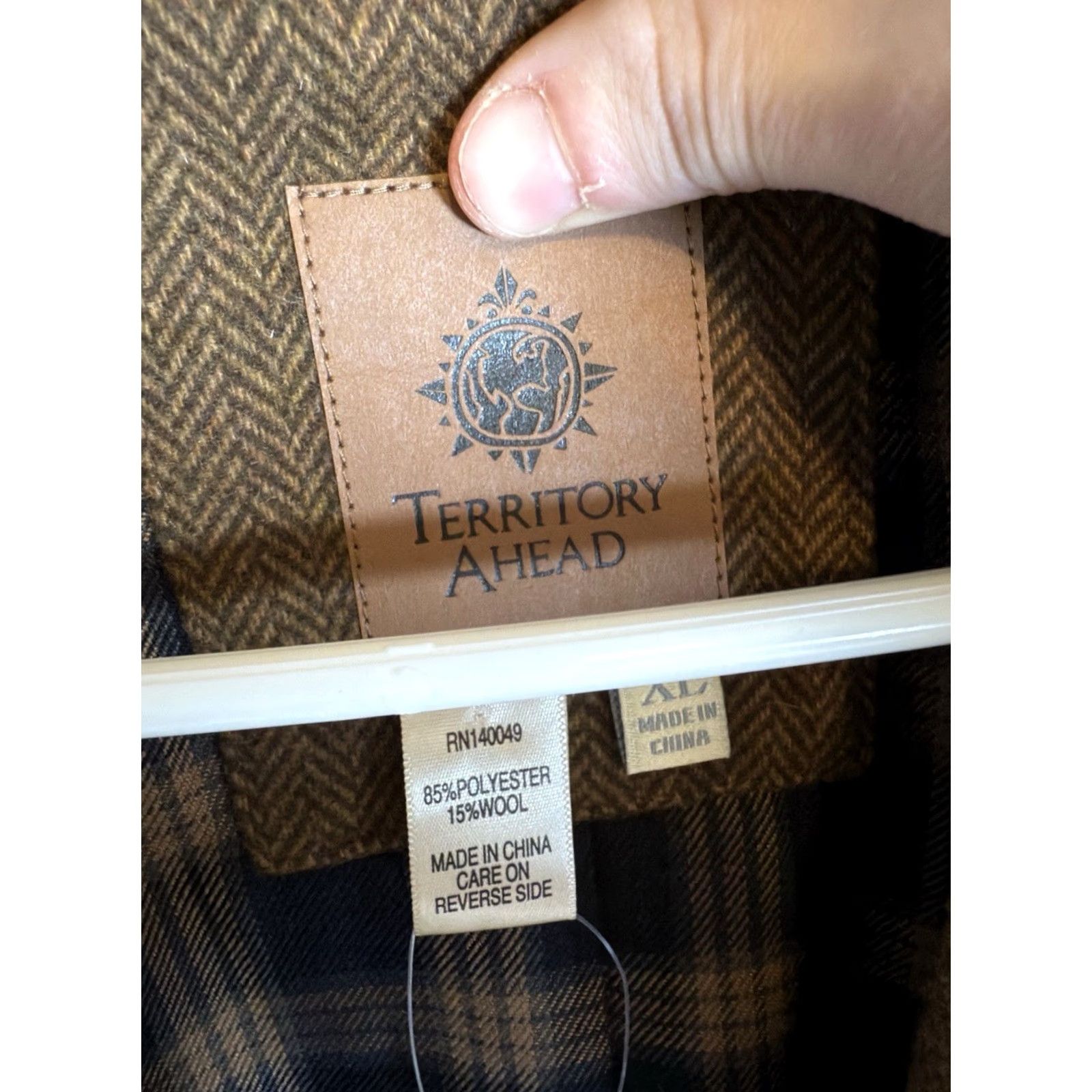The Territory Ahead Territory Ahead Blazer Jacket Brown Herringbone Wool Blend Three-Button NWT Mens XL Size 46R - 6 Thumbnail