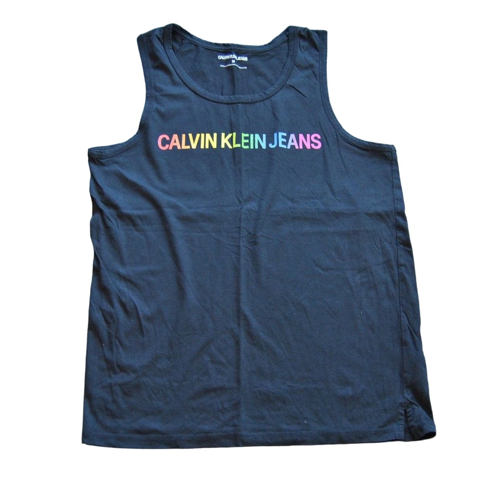 Calvin Klein Calvin Klein Medium Black Tank Top w/ Rainbow Logo on Front Size US M / EU 48-50 / 2 - 1 Thumbnail