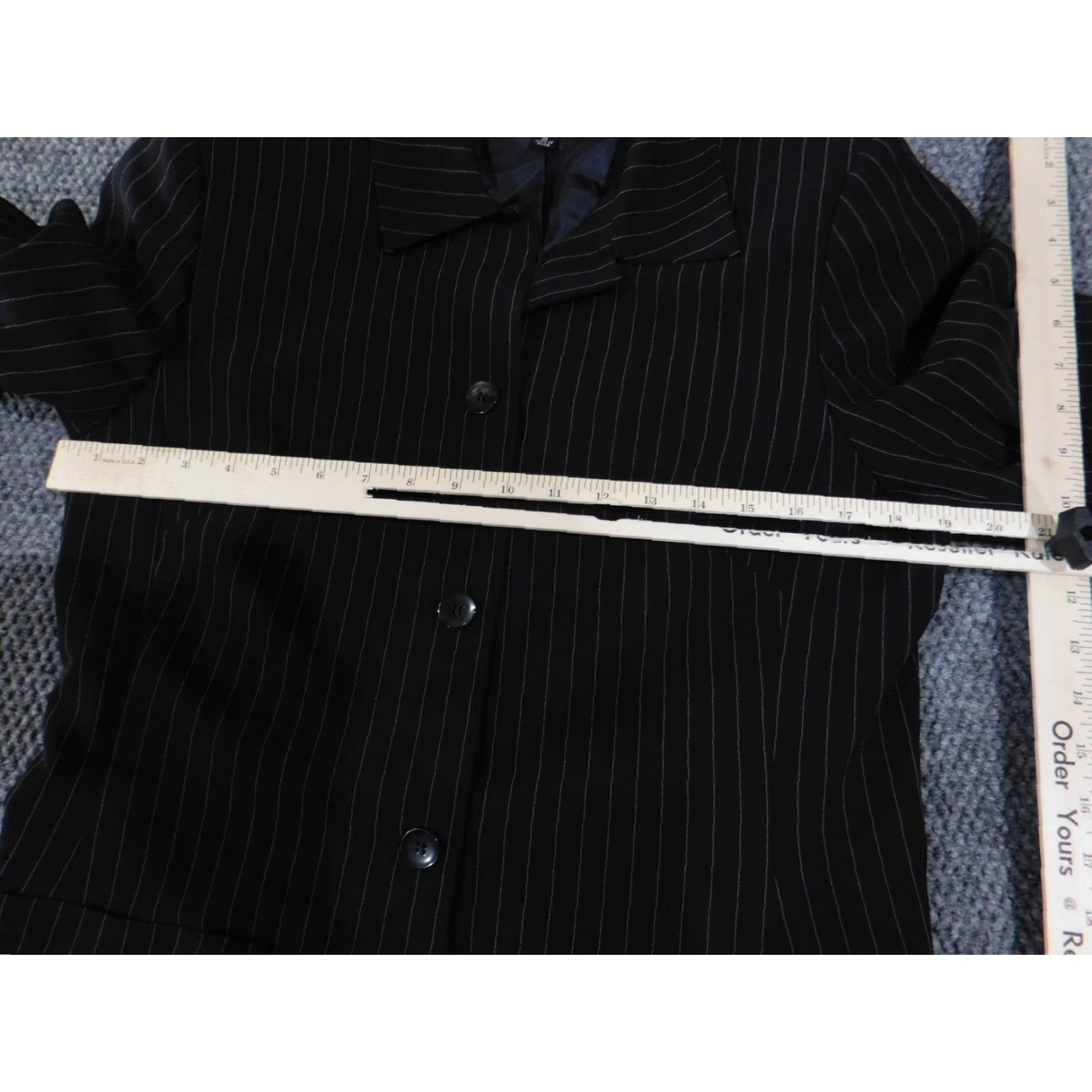 Vintage Tahari Arthur S. Levine Blazer Womens 10 Black Pinstripe 3 Button Career Work Jacket/Coat Size L / US 10 / IT 46 - 4 Thumbnail