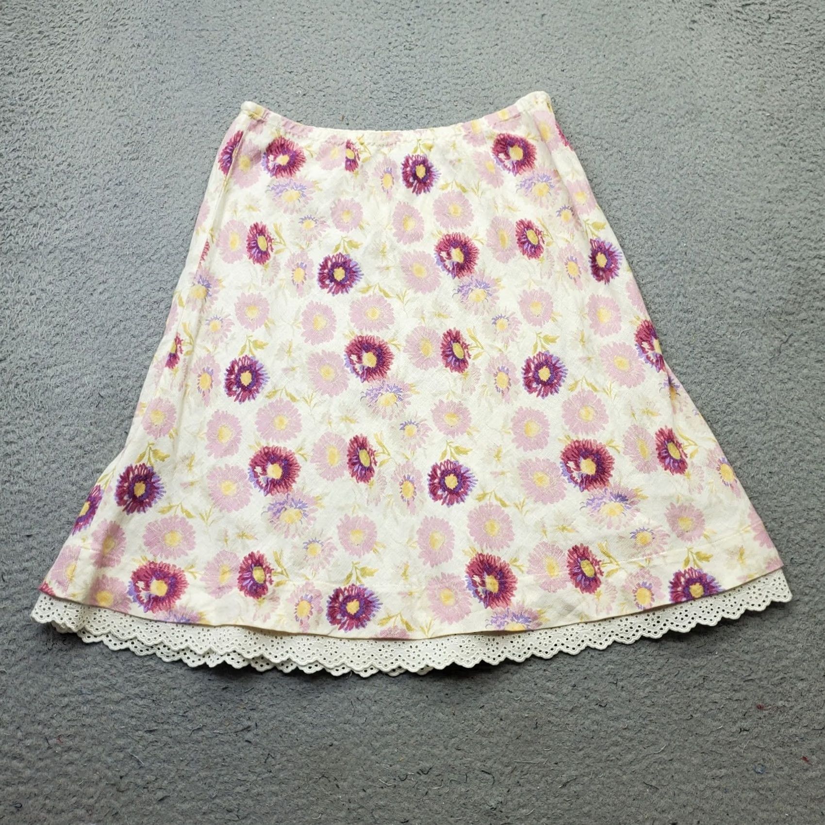 J. Jill J. Jill A-Line Skirt Womens Size PS Multicolor Floral Lightweight Linen Short Wool? No. Size 28" / US 6 / IT 42 - 2 Thumbnail