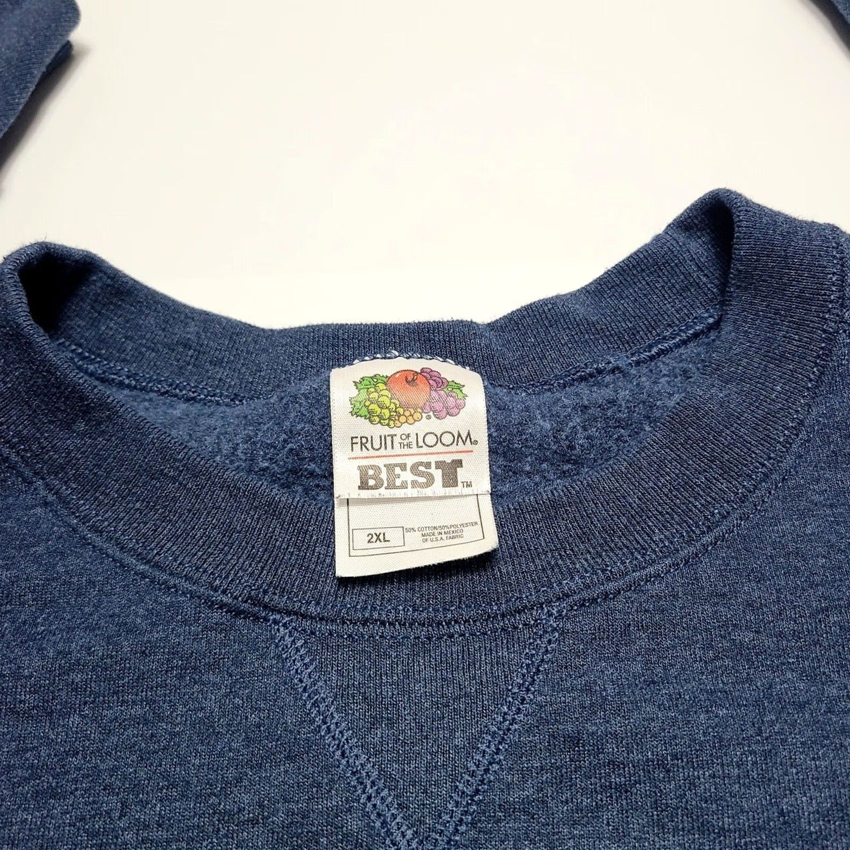 Fruit Of The Loom VINTAGE Fruit Of The Loom Best Sweatshirt Men 2XL Blue Pullover Crew Neck Regular Sweatshirt Mens Blue 2XL Classic Solid Knit Cotton Blend Pullover Size US XXL / EU 58 / 5 - 3 Thumbnail