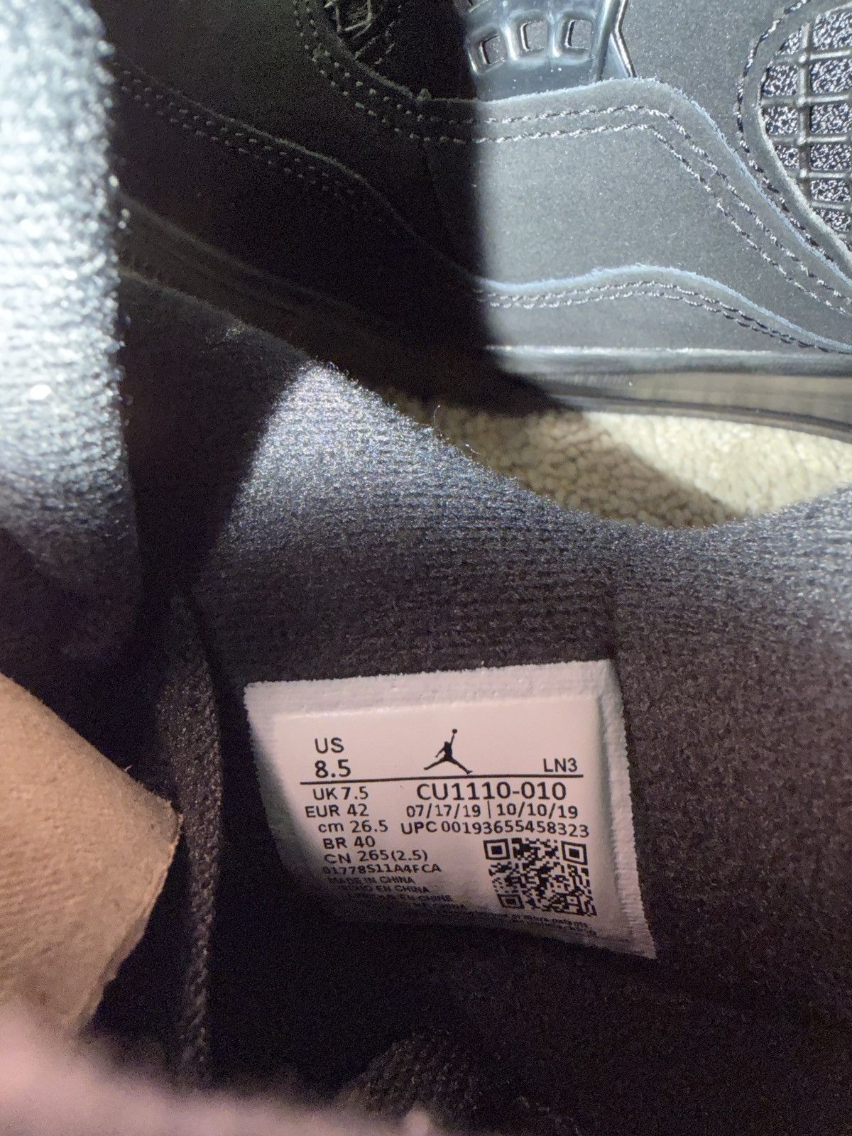 Nike Jordan 4 Black Cat (2020) Size US 8.5 / EU 41-42 - 6 Thumbnail