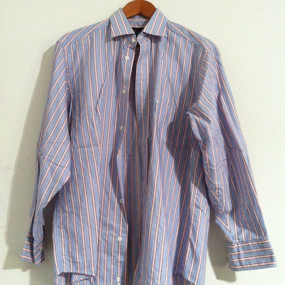 Faconnable FACONNABLE MENS BLUE COTTON DRESS SHIRT SIZE: 15.5 Size US M / EU 48-50 / 2 - 4 Thumbnail