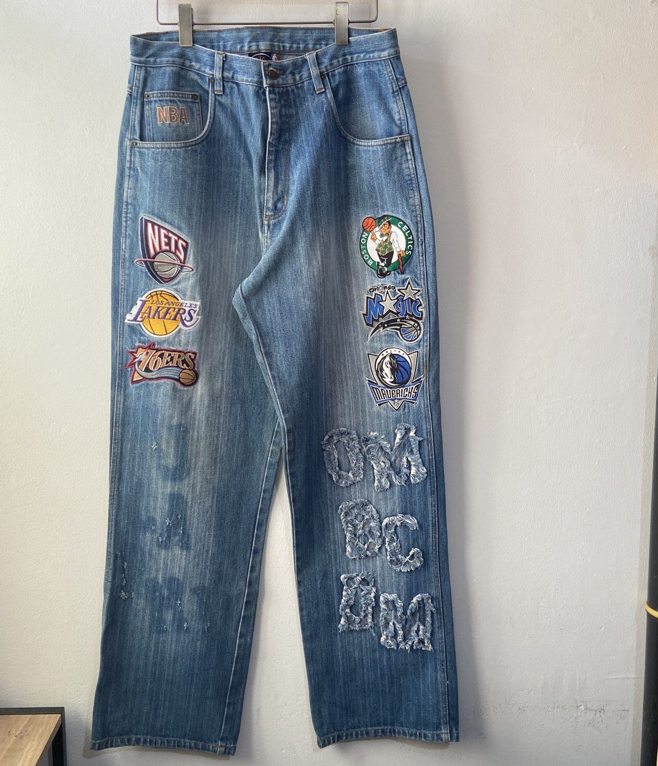 専用✅W38 90s UNK NBA team big Wappen denim Vintage UNK Jeans Mens 38X32 NBA Team Patches Y2K Pants