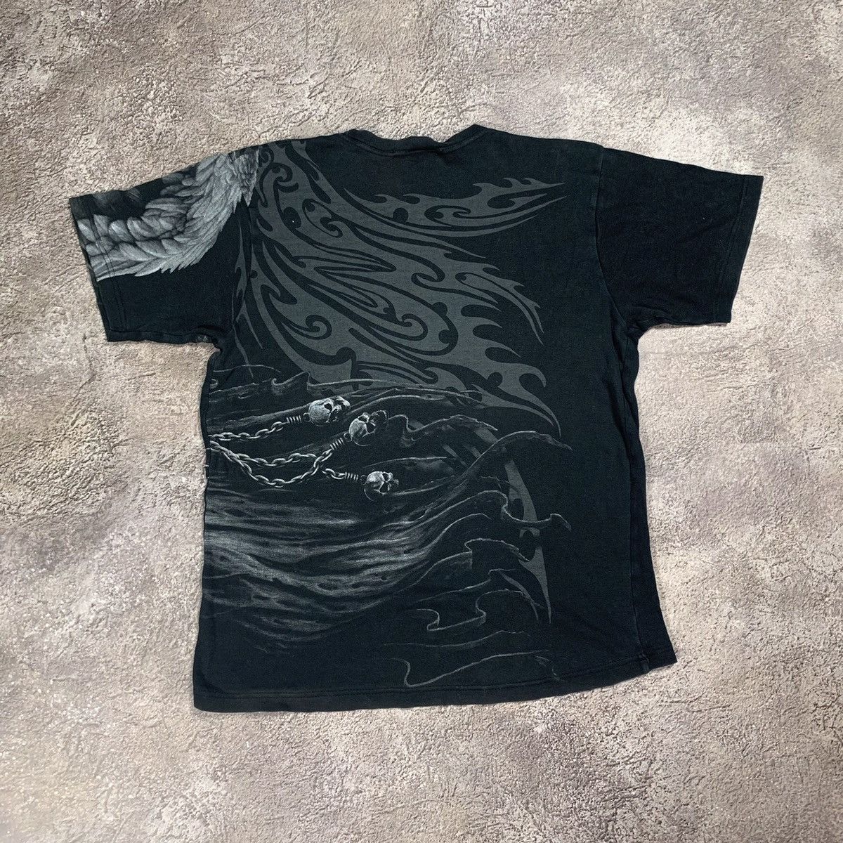 Vintage Vintage 90s Grim Reaper Graphic Tee Dark Horror Streetwear X Size US XL / EU 56 / 4 - 4 Thumbnail