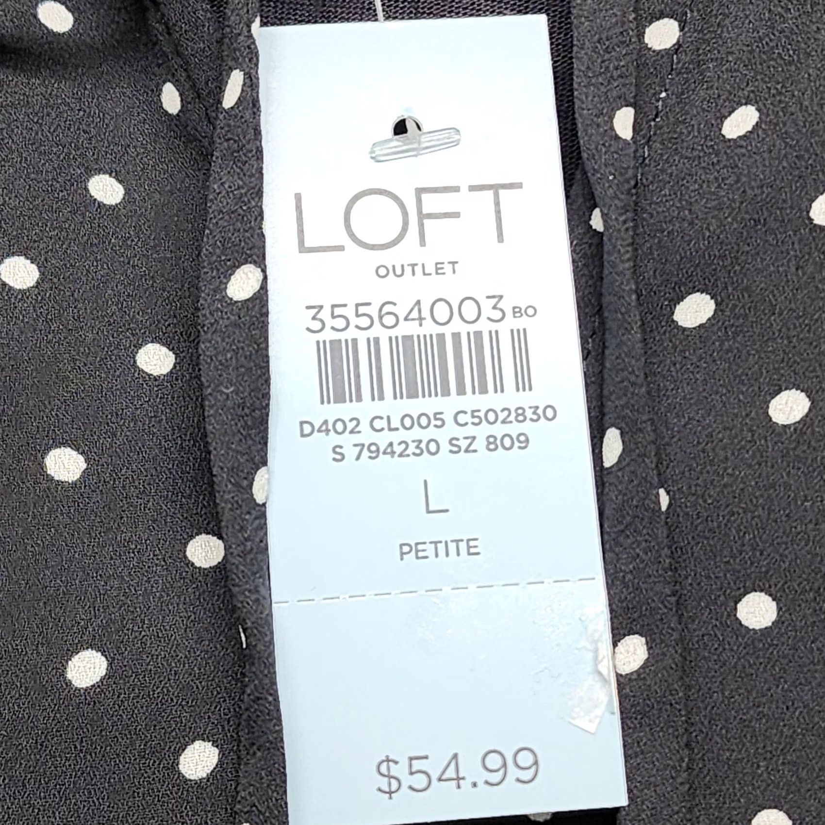 Loft VINTAGE LOFT Blouse Womens Large Petite Black Polka Dot Tie Neck Long Sleeve Office Size L / US 10 / IT 46 - 6 Thumbnail