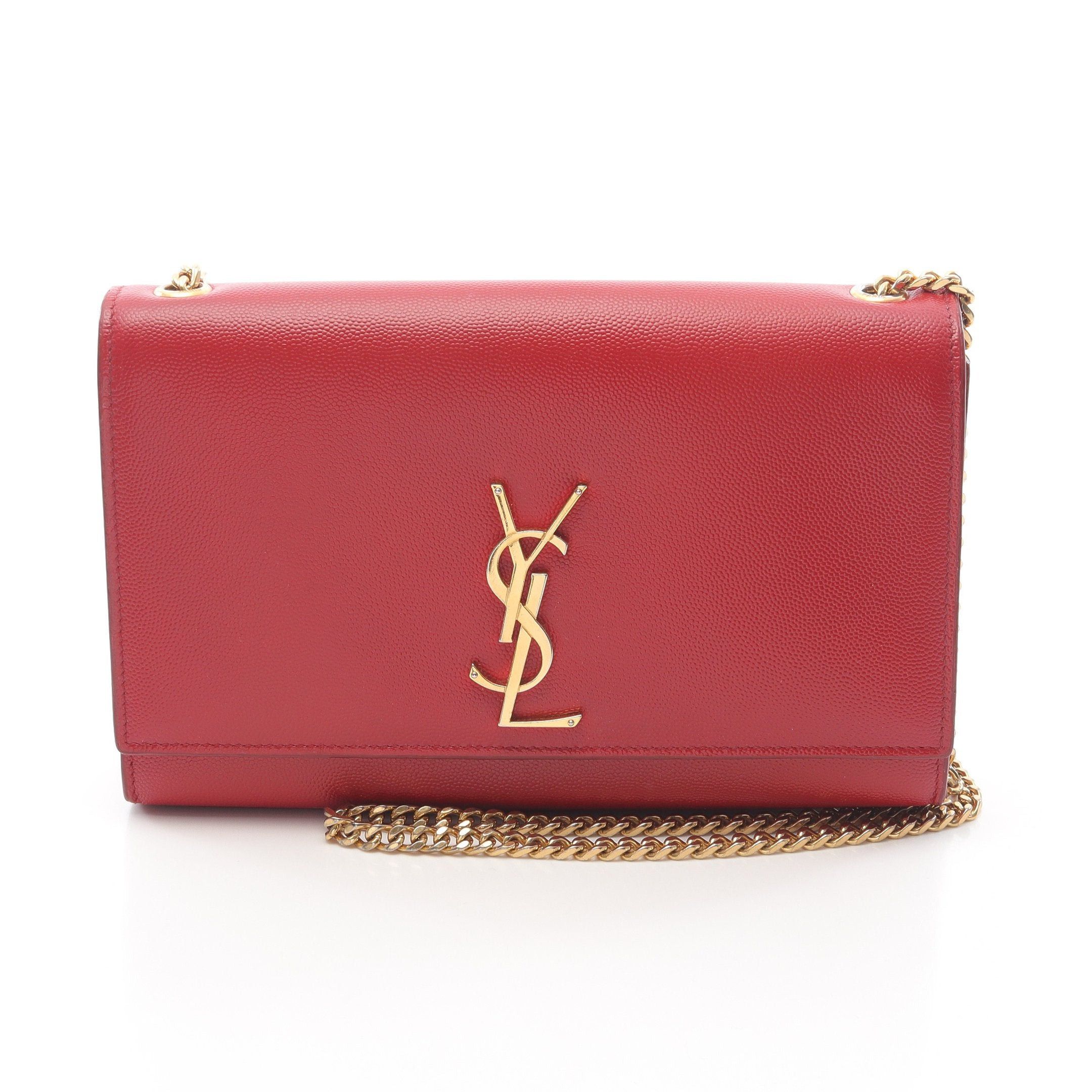 YVES Saint Laurent Kate Chain Shoulder Bag Leather Red, Women's