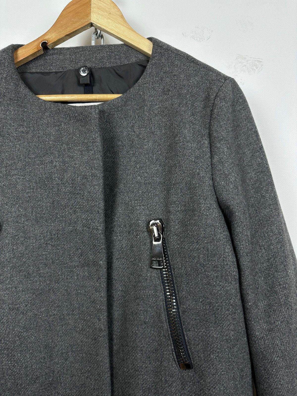 Moncler Moncler Euphemia Giubbotto Grey Wool Coat Jacket Size XL / US 12-14 / IT 48-50 - 7 Thumbnail