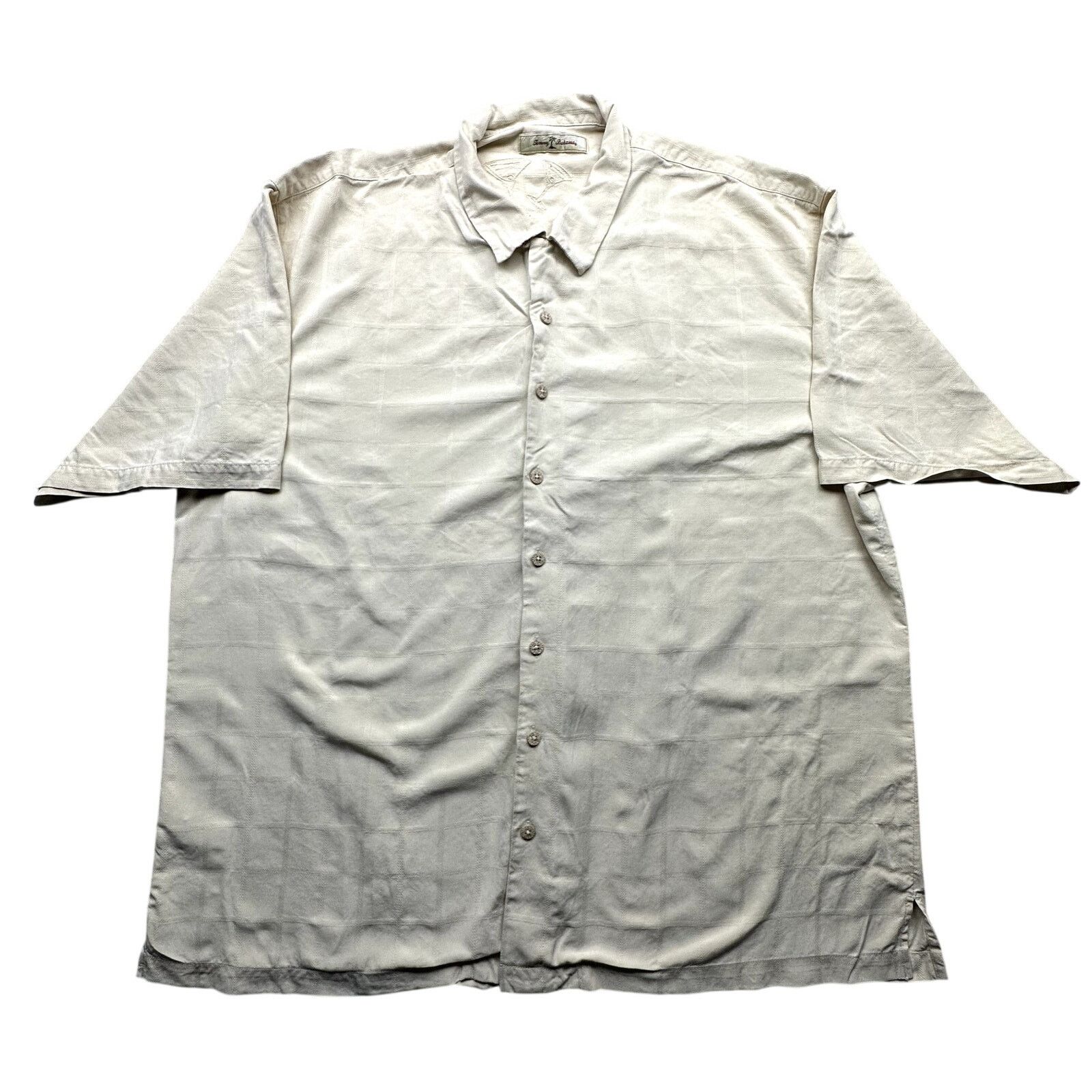 Tommy Bahama Tommy Bahama 100% Silk Textured Grid Shirt Men 2XLT Yellow Size US XXL / EU 58 / 5 - 1 Thumbnail