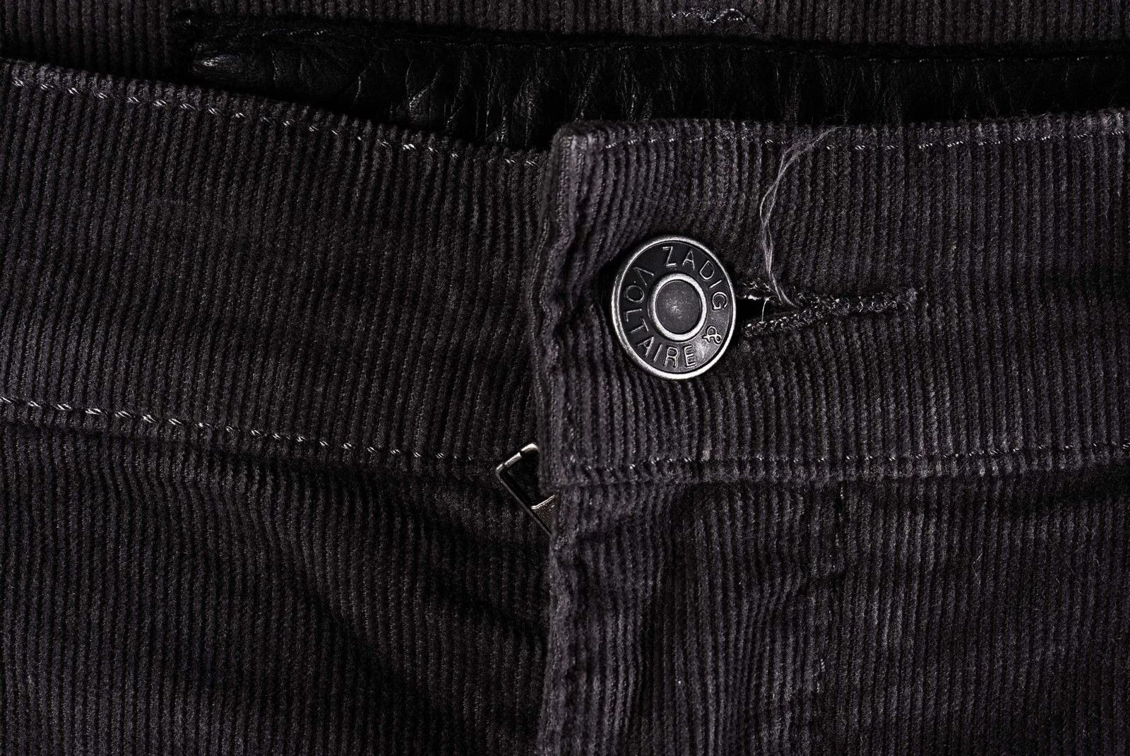 Zadig & Voltaire Women's Zadig & Voltaire Peace Gray Corduroy Jeans W33 L32 Size 31" - 3 Thumbnail