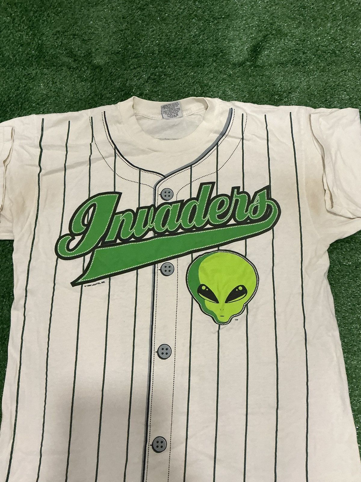 Vintage 1996 LogoTel Alien Invaders Baseball Jersey Shirt Size XL Size US XL / EU 56 / 4 - 2 Thumbnail