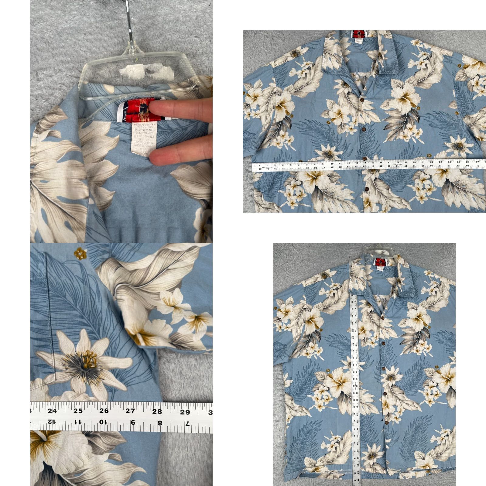 Vintage VINTAGE Pacific Legend Shirt Men 3XL Blue Floral Palm 100% Cotton Hawaiian Size US XXL / EU 58 / 5 - 8 Thumbnail