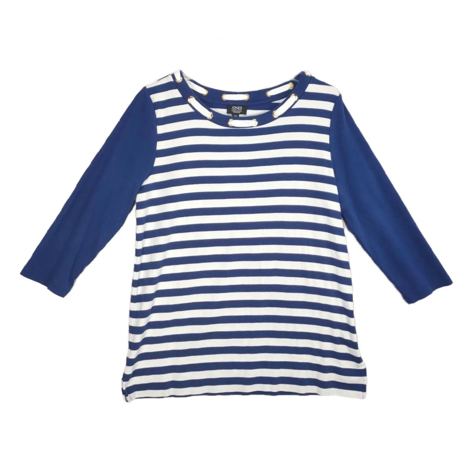 Jones New York Jones NY Women's XL Navy Striped Nautical 3/4 Sleeve Shirt Size XL / US 12-14 / IT 48-50 - 1 Thumbnail