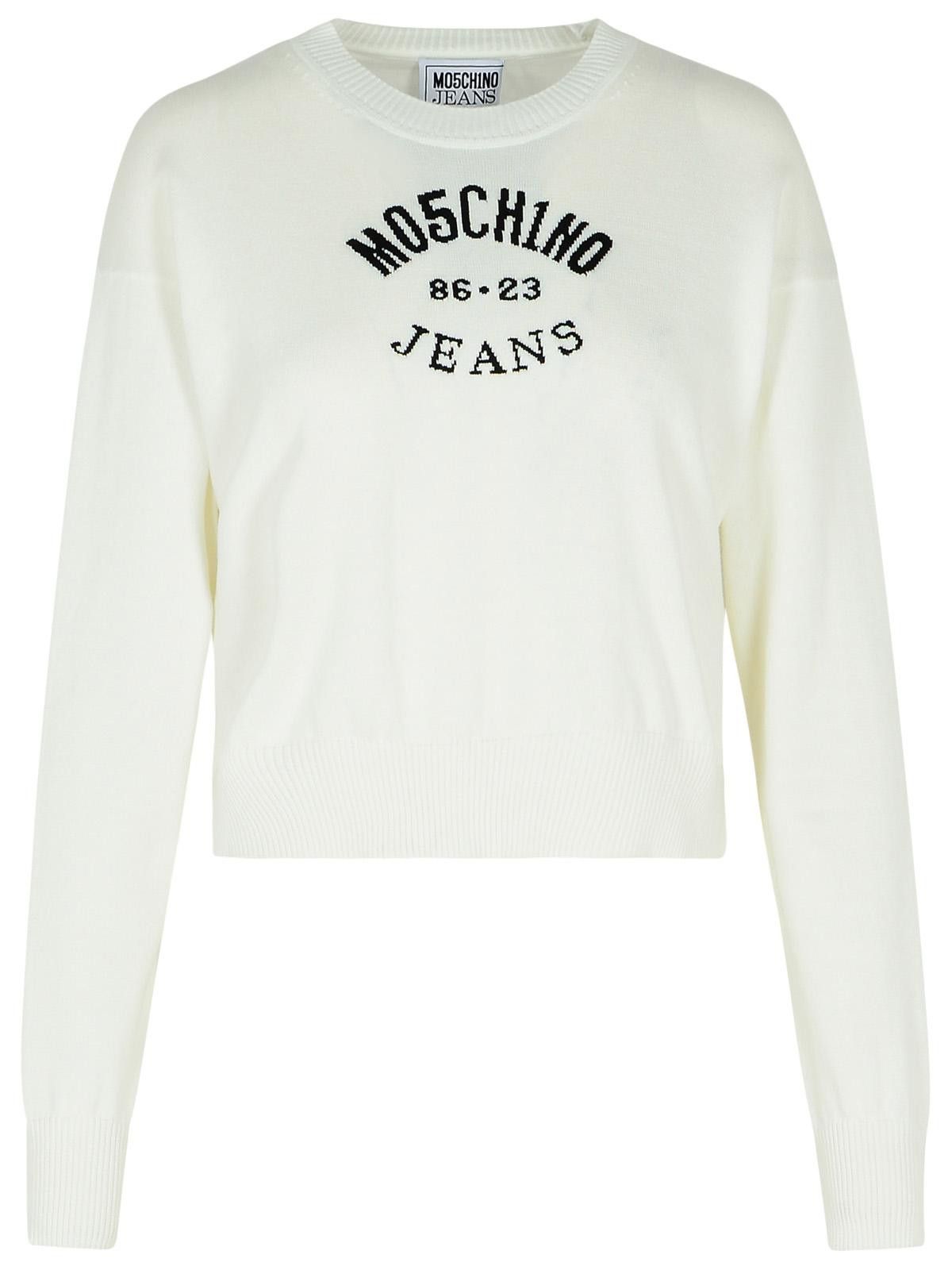 Moschino MOSCHINO JEANS White Cotton Sweater Size L / US 10 / IT 46 - 1 Thumbnail