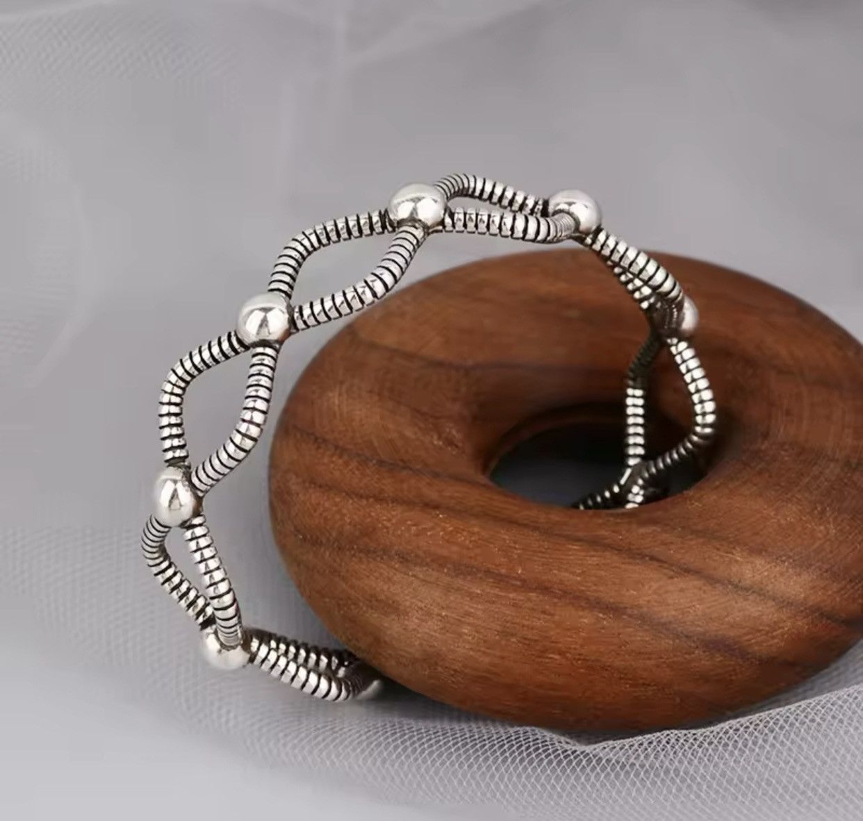 Jewelry × Sterling Silver Vintage Cross Design 925 Sterling Silver Bangle Size ONE SIZE - 2 Thumbnail