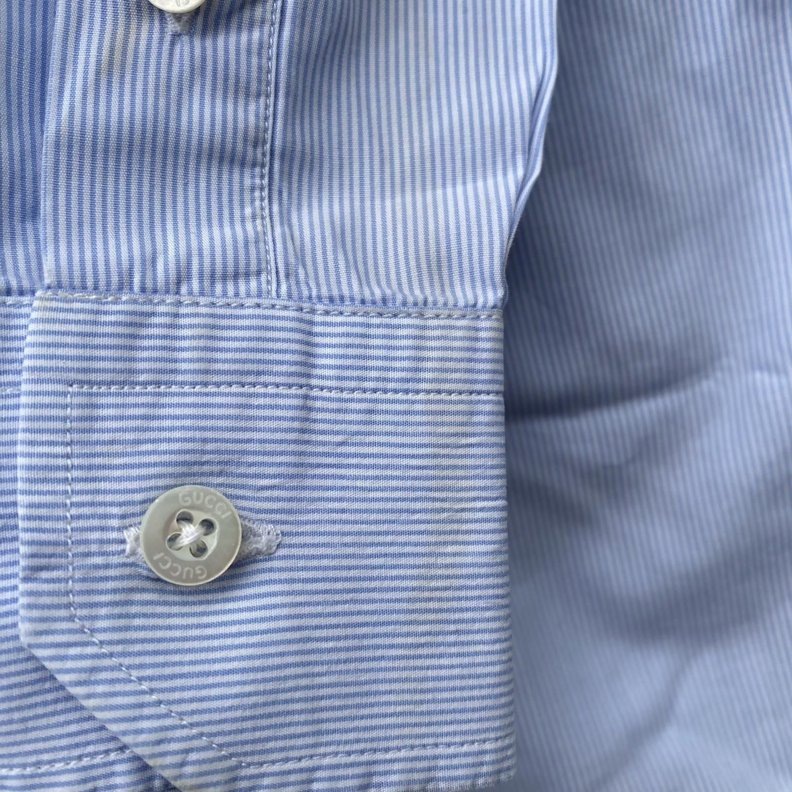 Gucci Gucci Embroidered Logo Pinstripe Button Up Shirt 40/15.75 Size US M / EU 48-50 / 2 - 7 Thumbnail