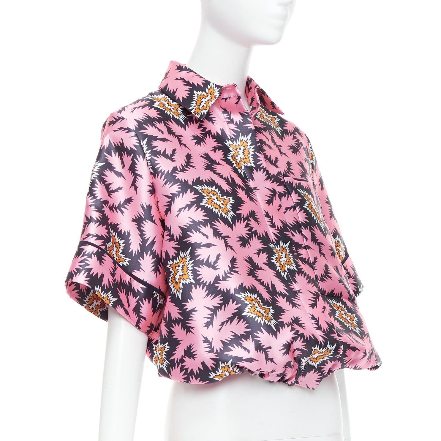 Victoria Beckham VVB VICTORIA BECKHAM pink pop graphic silk bubble boxy overshirt UK6 XS Size XS / US 0-2 / IT 36-38 - 1 Thumbnail