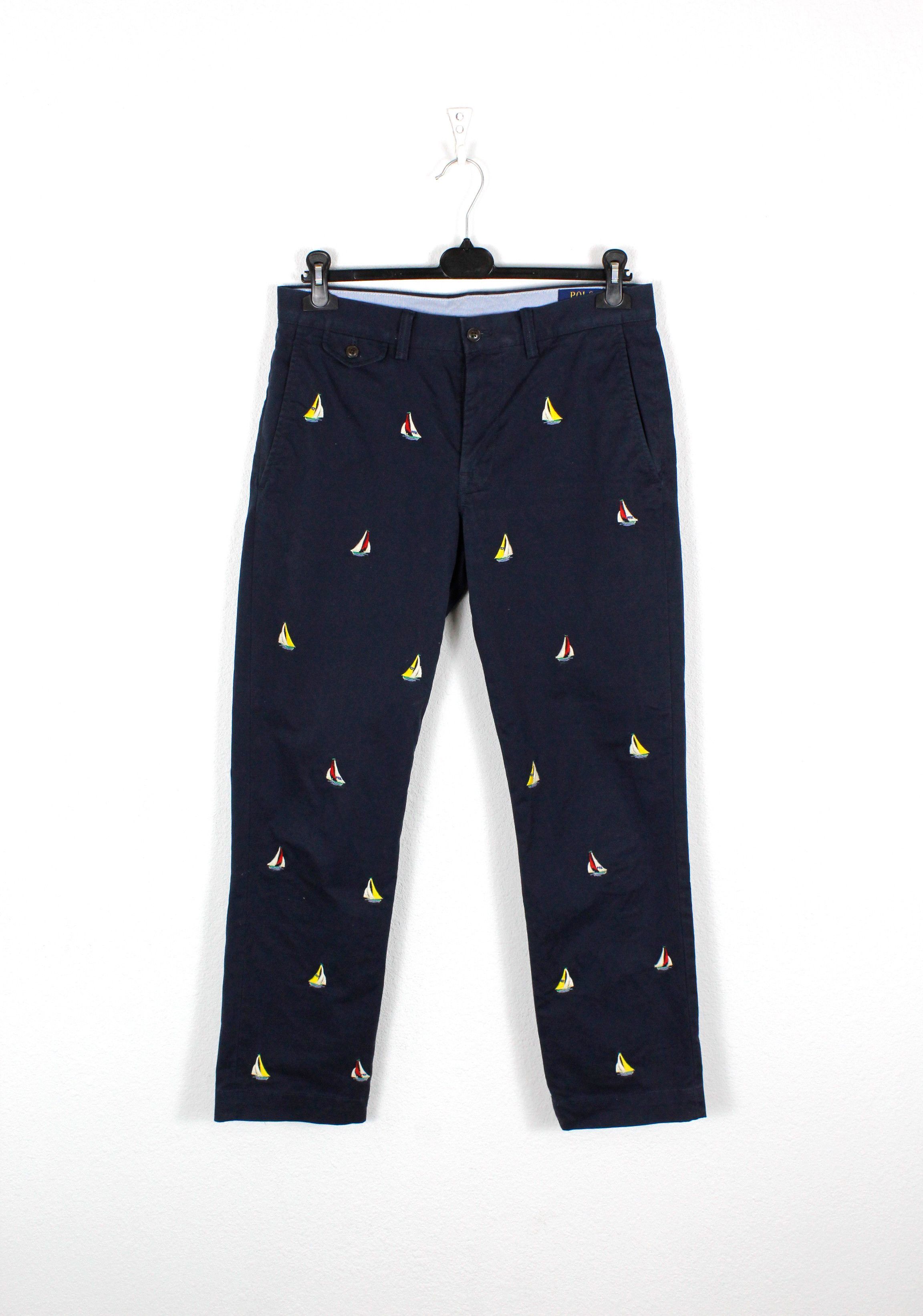Polo Ralph Lauren Polo Ralph Lauren Sailboats Embroidered Chino Pants Navy Size US 30 / EU 46 - 1 Thumbnail
