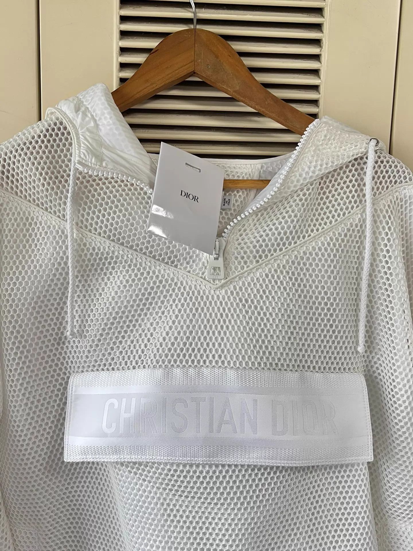 Dior Dior Tech Mesh Oversized Hooded Jacket White S Logo Size S / US 4 / IT 40 - 3 Thumbnail