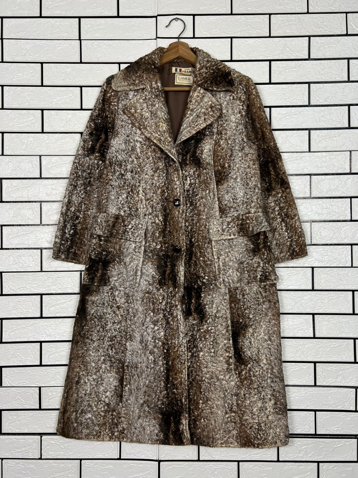 Vintage 80's LAMER Faux Fur Rayon Long Coat #4132-C188 Size M / US 6-8 / IT 42-44 - 1 Thumbnail