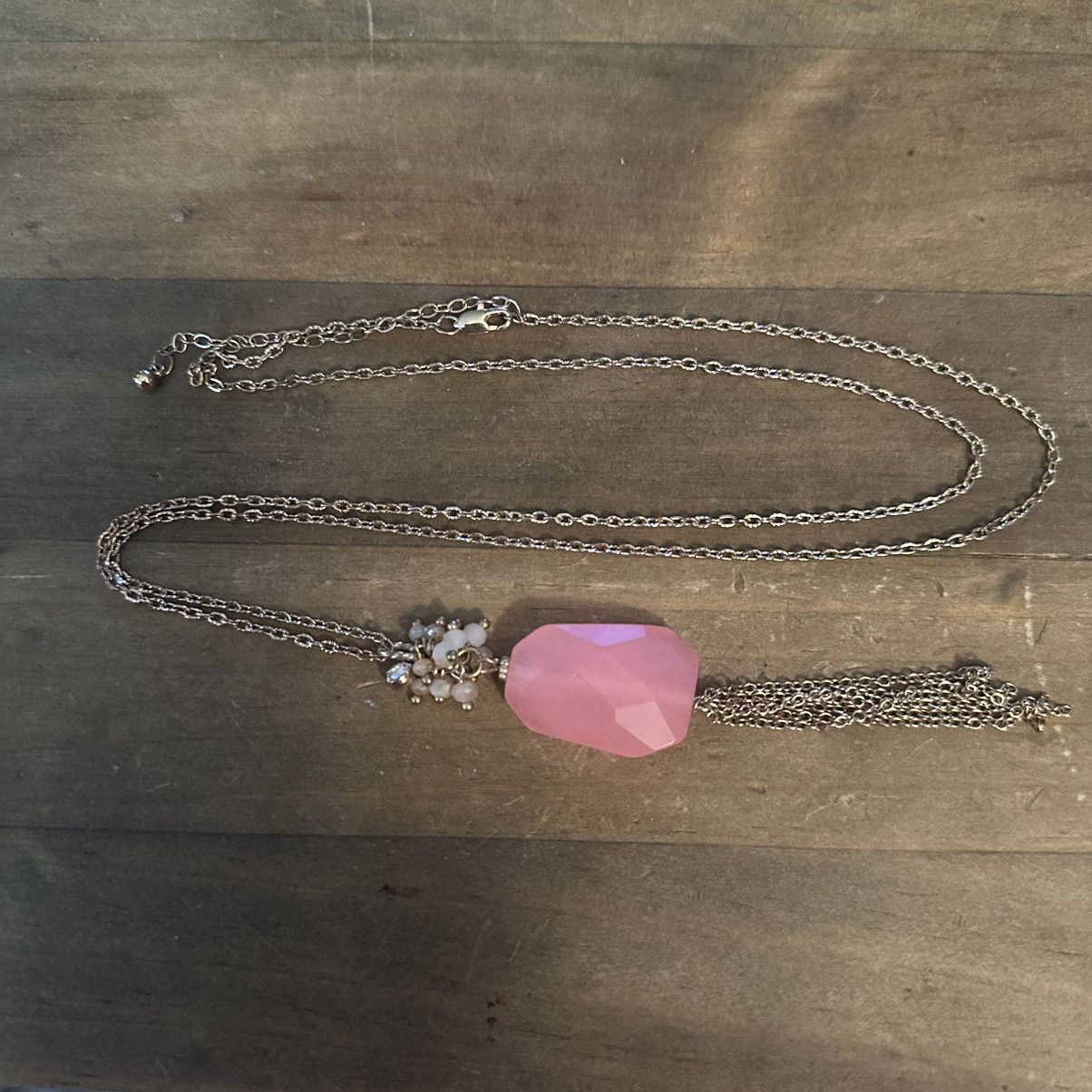 Other Long gold tone rose agate pendant tassel necklace Size ONE SIZE - 2 Thumbnail
