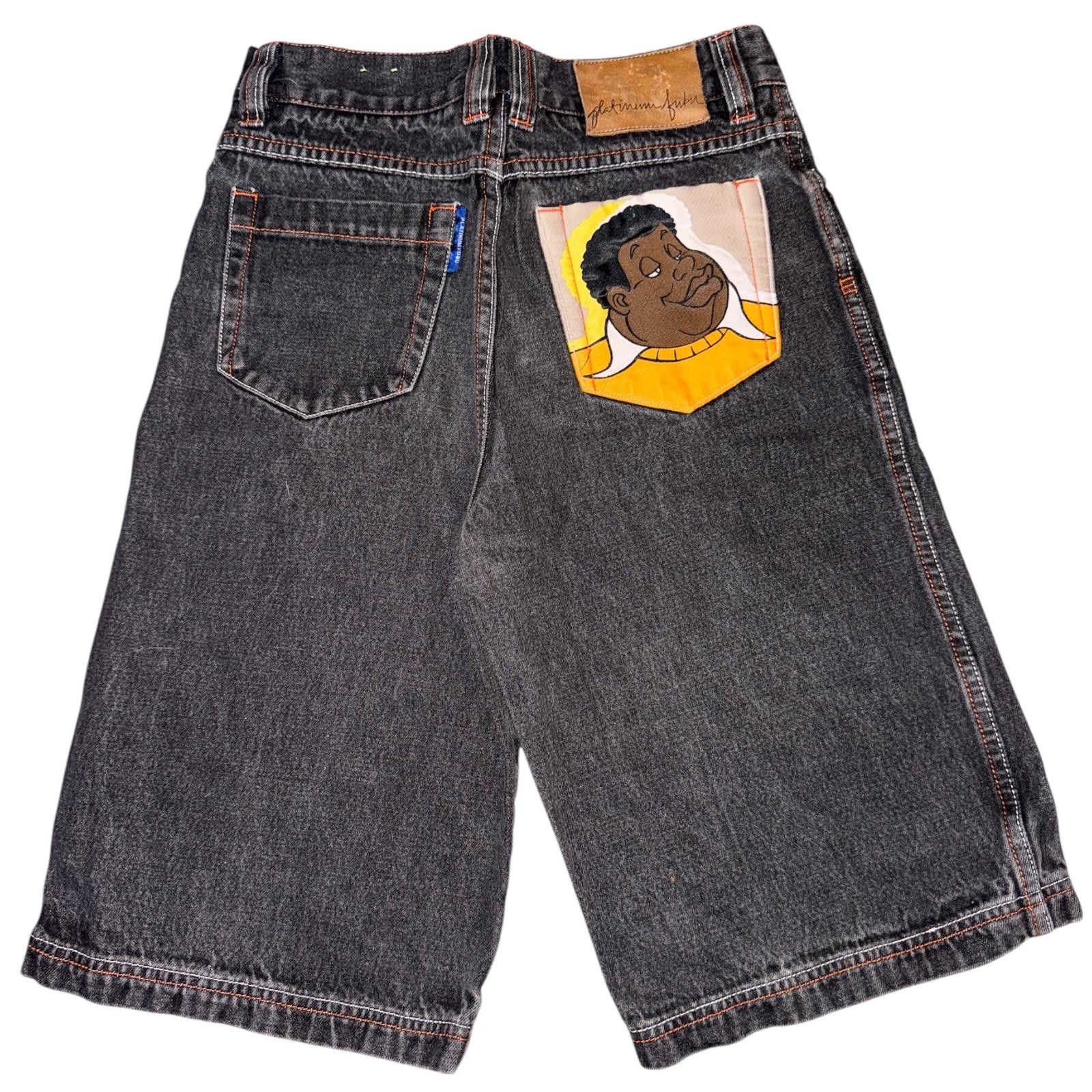 Unknown London Vintage Y2K Platinum FUBU Denim Shorts FAT ALBERT Size 14 Size US 32 / EU 48 - 2 Thumbnail