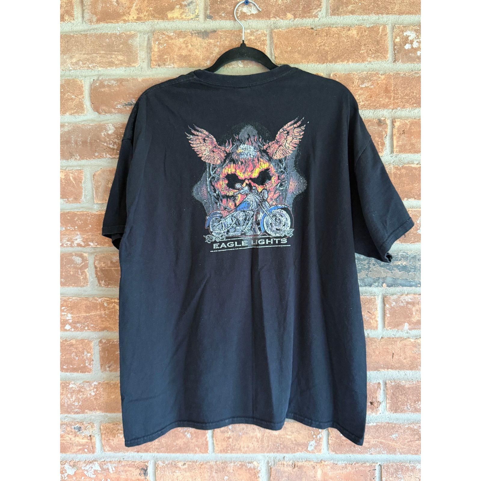 Gildan Eagle Lights Skull Biker Tee Black Vintage Style XL Size US XL / EU 56 / 4 - 1 Thumbnail