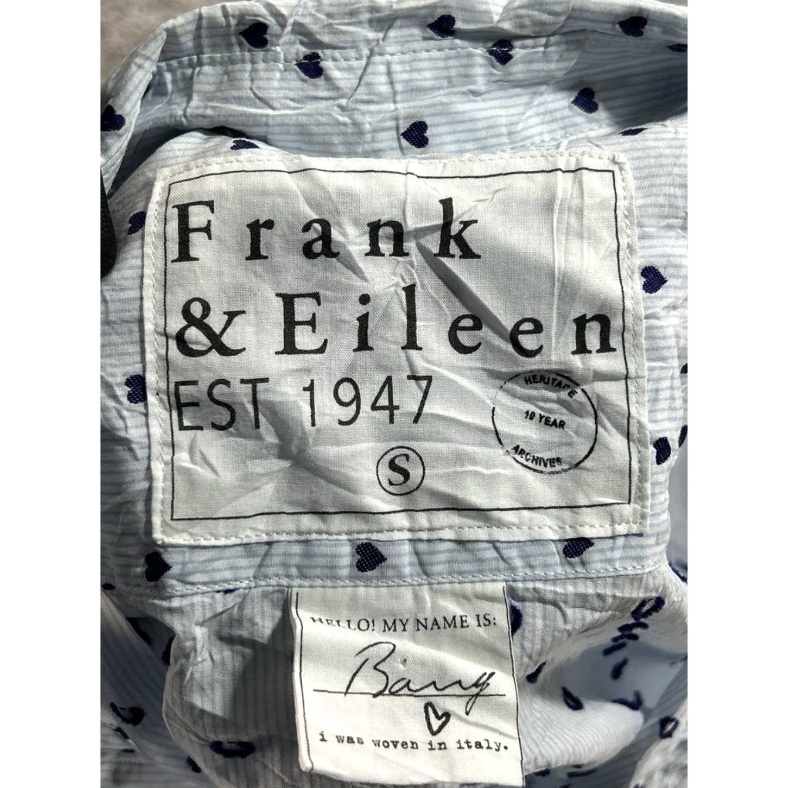 Frank & Eileen Frank & Eileen Shirt Womens Small Blue Barry Crinkle Heart Button Up Striped Long Sleeve Casual Size S / US 4 / IT 40 - 6 Thumbnail