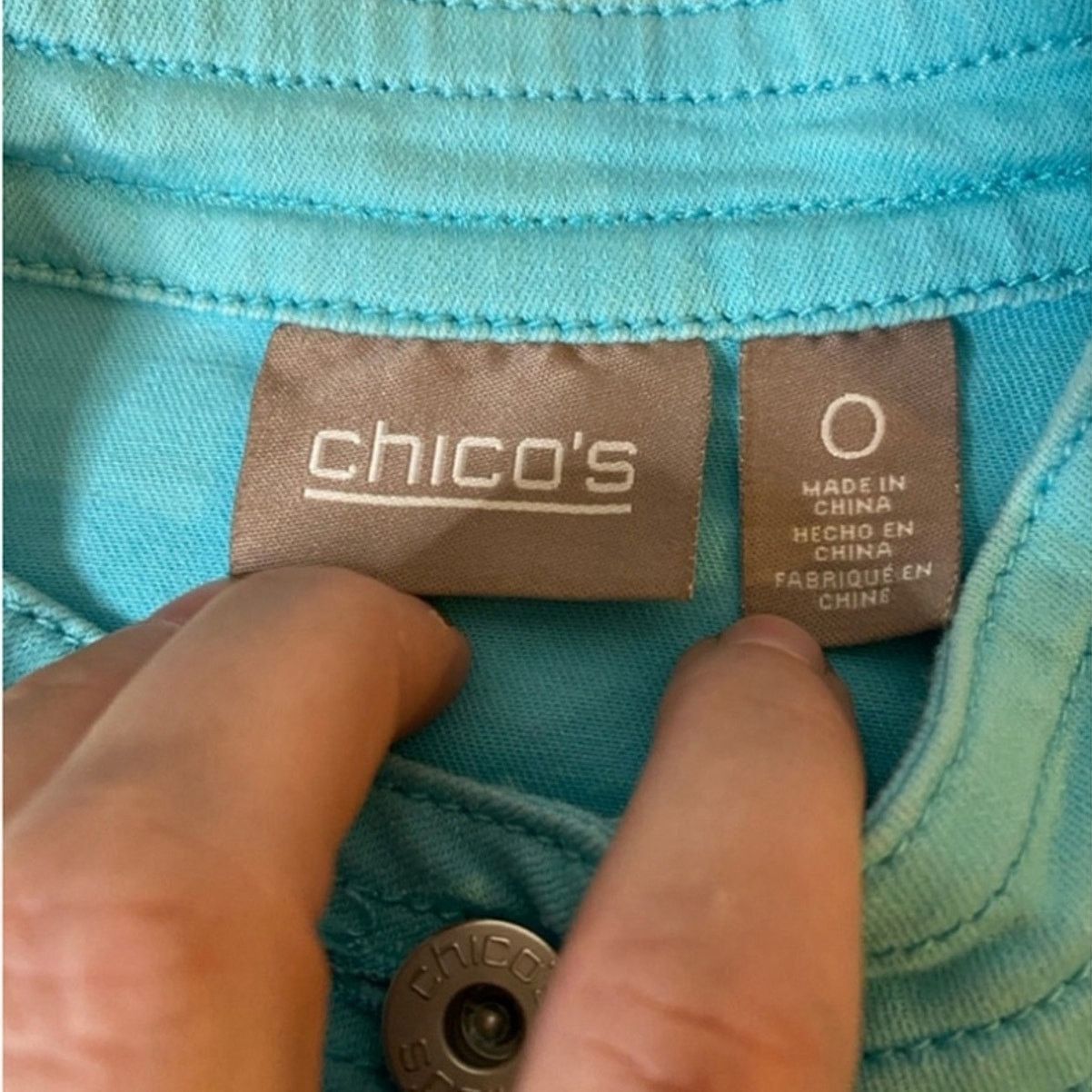 Chicos Coastal Chic Aqua Blue Button Front Jacket Stretch Chico’s Size S / US 4 / IT 40 - 3 Thumbnail