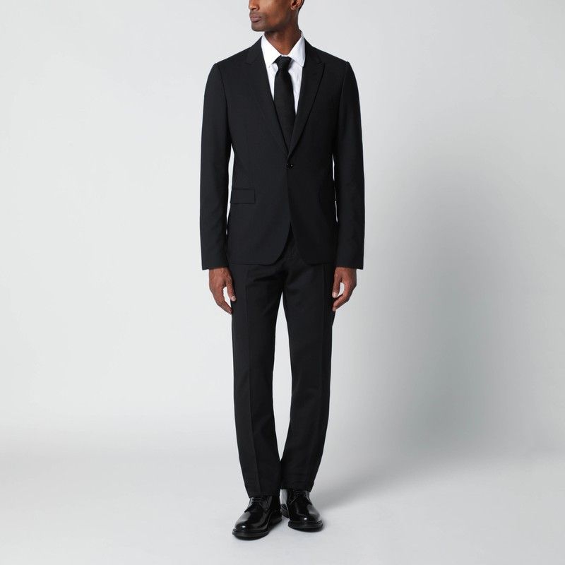 Lardini Lardini Black Single-Breasted Wool-Blend Suit Size US XXL / EU 58 / 5 - 1 Thumbnail