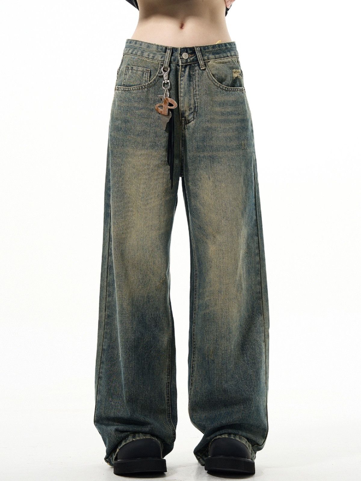 Japanese Brand Retro washed cleanfit straight leg loose-fit jeans for men Size US 32 / EU 48 - 5 Thumbnail