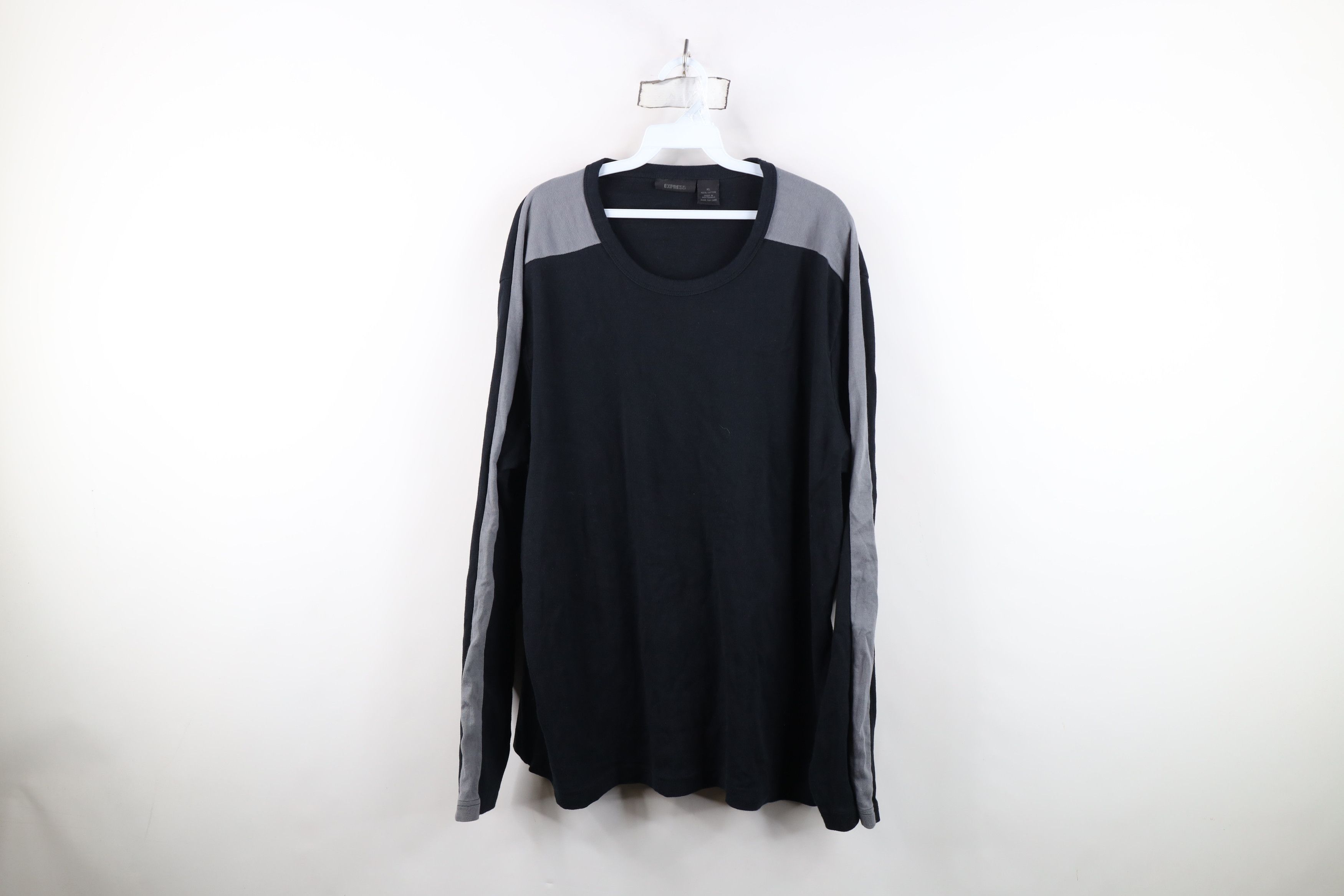 Express Vintage Express Block Ribbed Knit Long Sleeve T-Shirt Black Size US XL / EU 56 / 4 - 1 Thumbnail