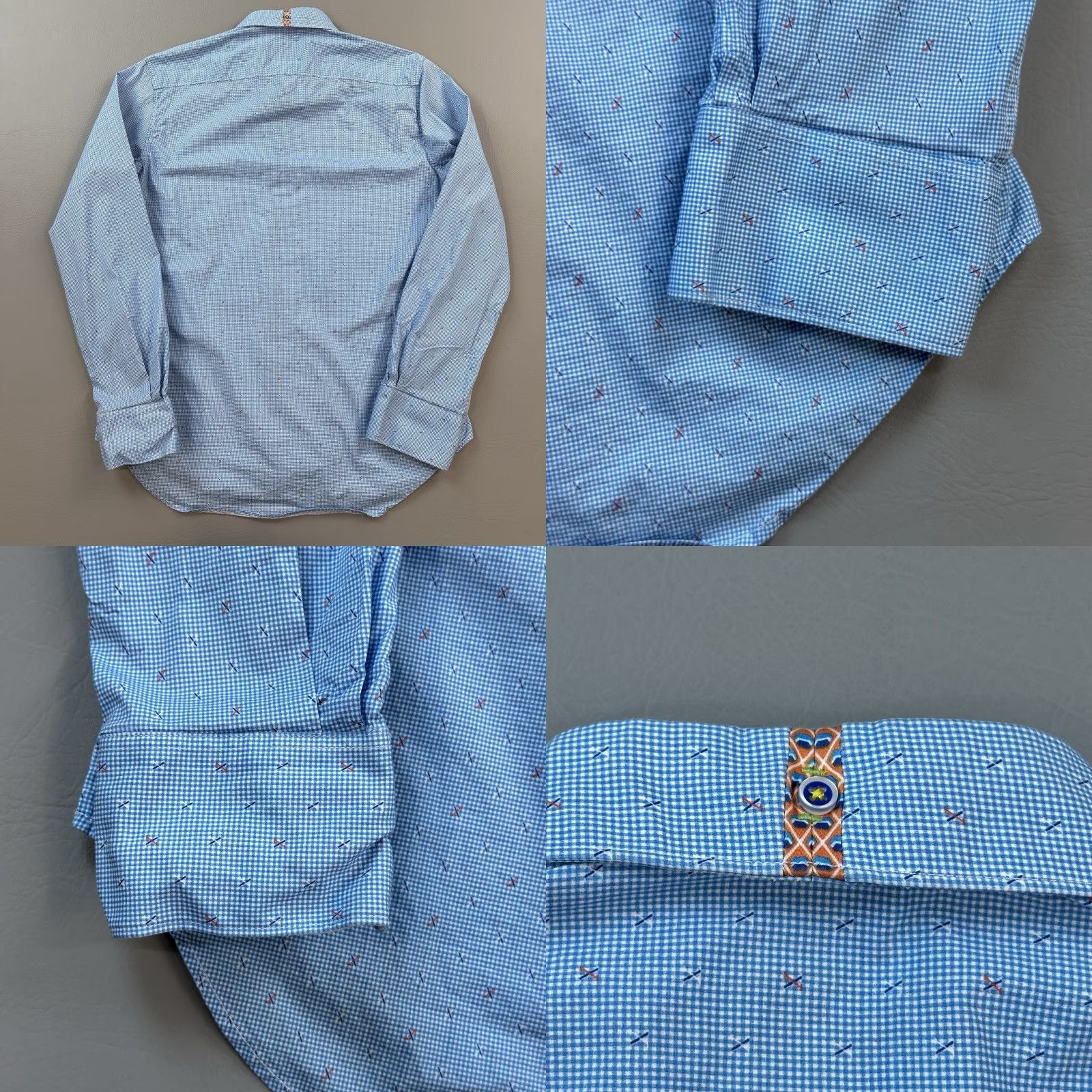 Robert Graham Robert Graham Shirt Mens Medium Blue Check Tailored Fit Long Sleeve Flip Cuff Size US M / EU 48-50 / 2 - 9 Thumbnail