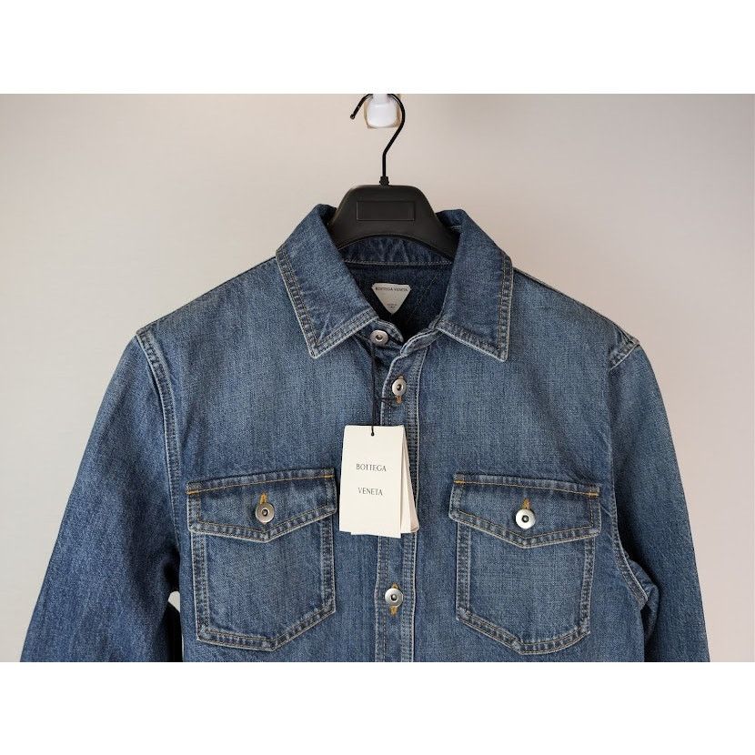Bottega Veneta o1rshd1 Q:2 / Original Medium Wash Indigo Denim Shirt Blue Size US M / EU 48-50 / 2 - 3 Thumbnail