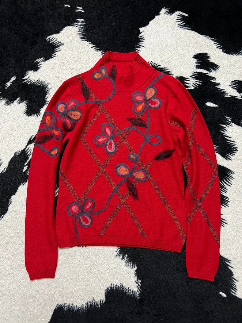 Kenzo KENZO 3D Embroidered Flower Wool Top 100% Wool Size L / US 10 / IT 46 - 2 Thumbnail