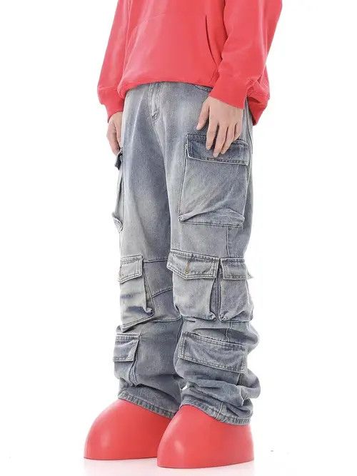VIBE Vintage washed multi-pocket cargo jeans Size US 32 / EU 48 - 6 Thumbnail