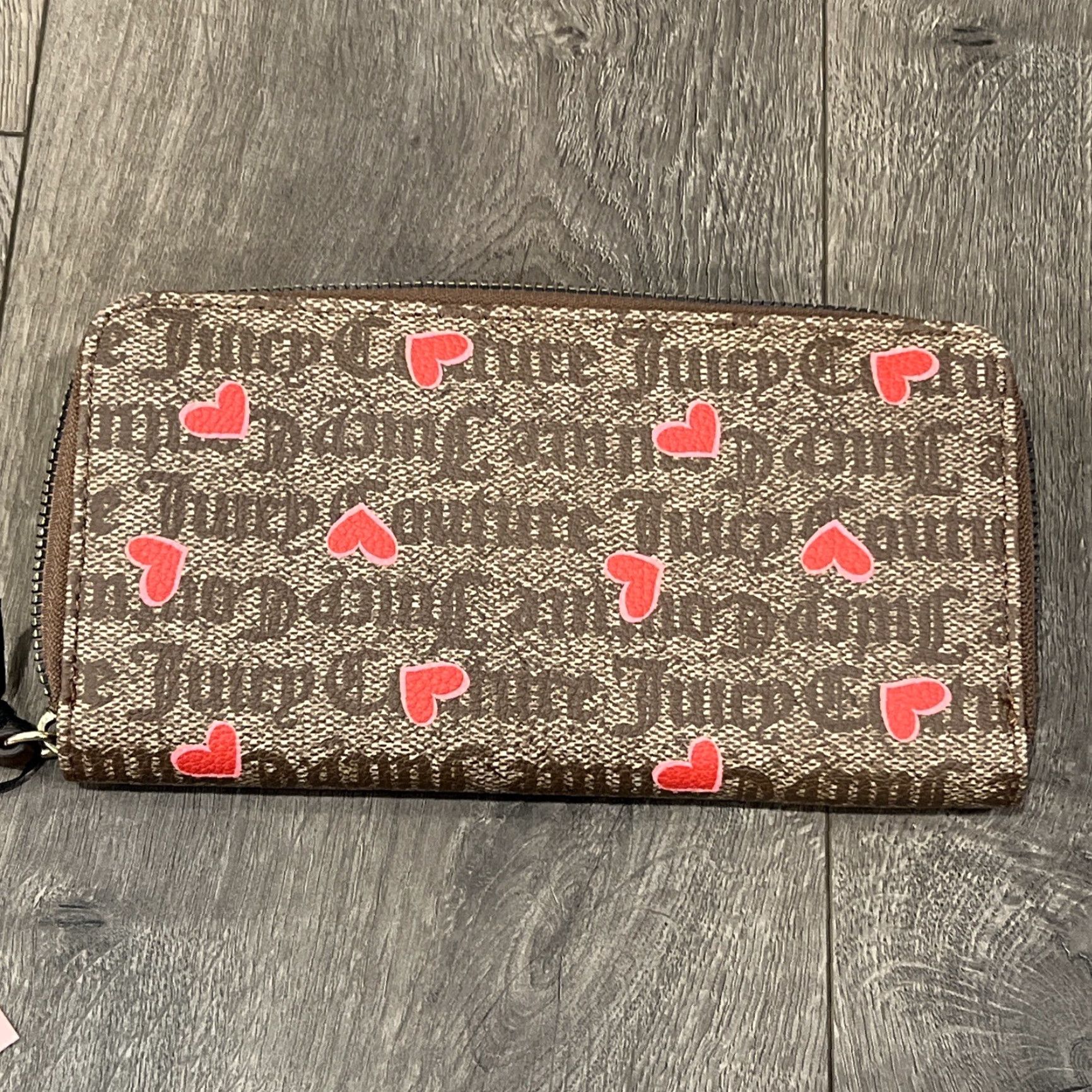 Juicy Couture Juicy Couture Wallet Women Brown Zip-Around Heart Valentines Credit Card Faux Leather Size ONE SIZE - 7 Thumbnail