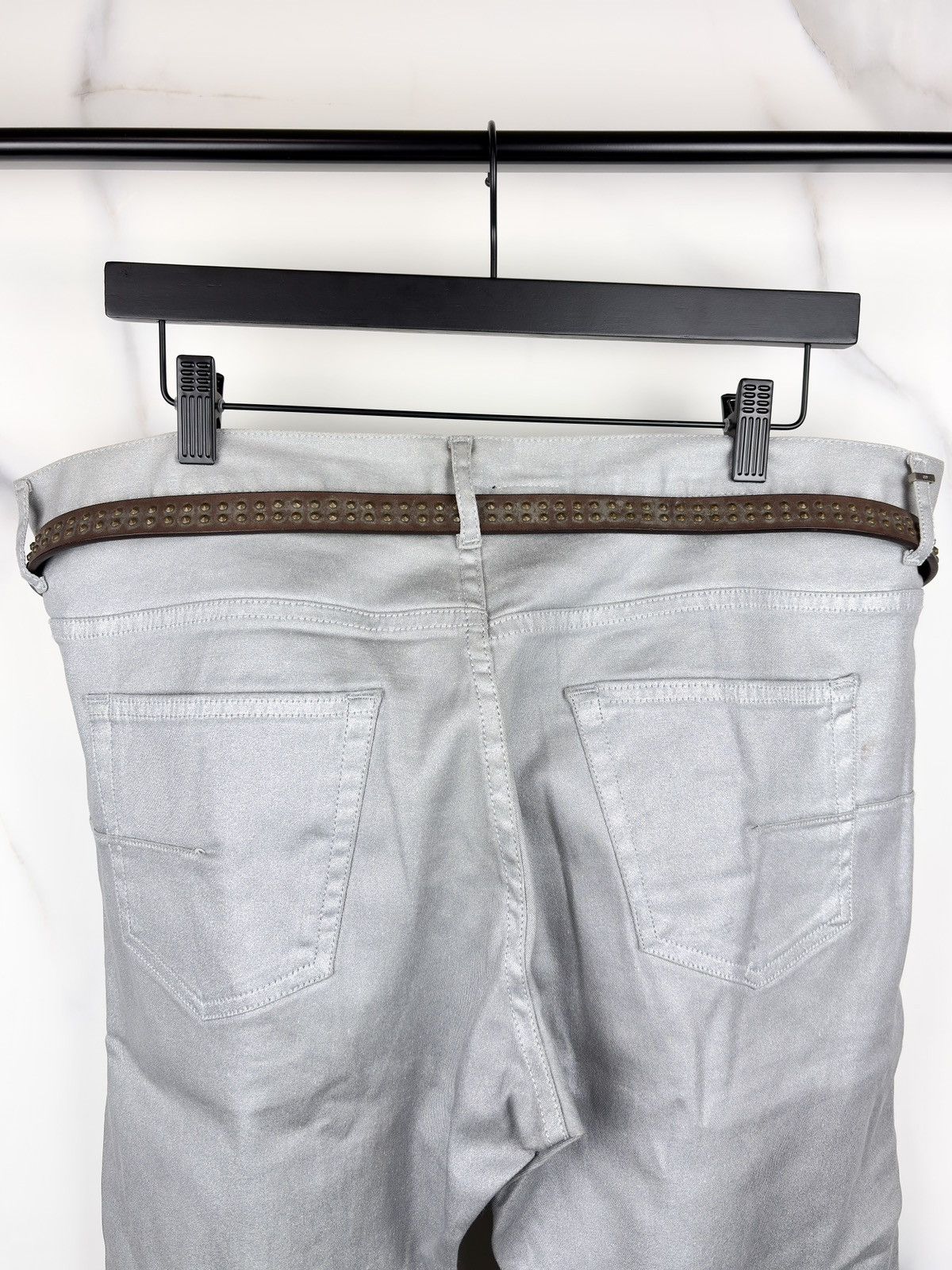 Dior × Hedi Slimane AW05 Dior Homme Hedi Slimane Studded Thin Leather Belt Size 36 - 2 Thumbnail