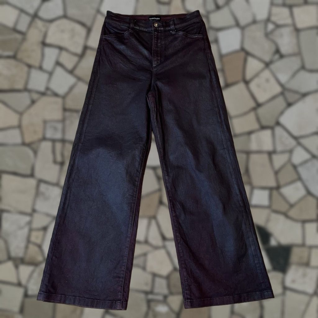 Vintage VINTAGE Favorite Daughter Mischa Super High Rise Wide Leg Cape Town Jeans Womens 28 Burgundy 29 Inseam 12.5 Rise 11 Leg Opening City Urban Fashion Size ONE SIZE - 1 Thumbnail