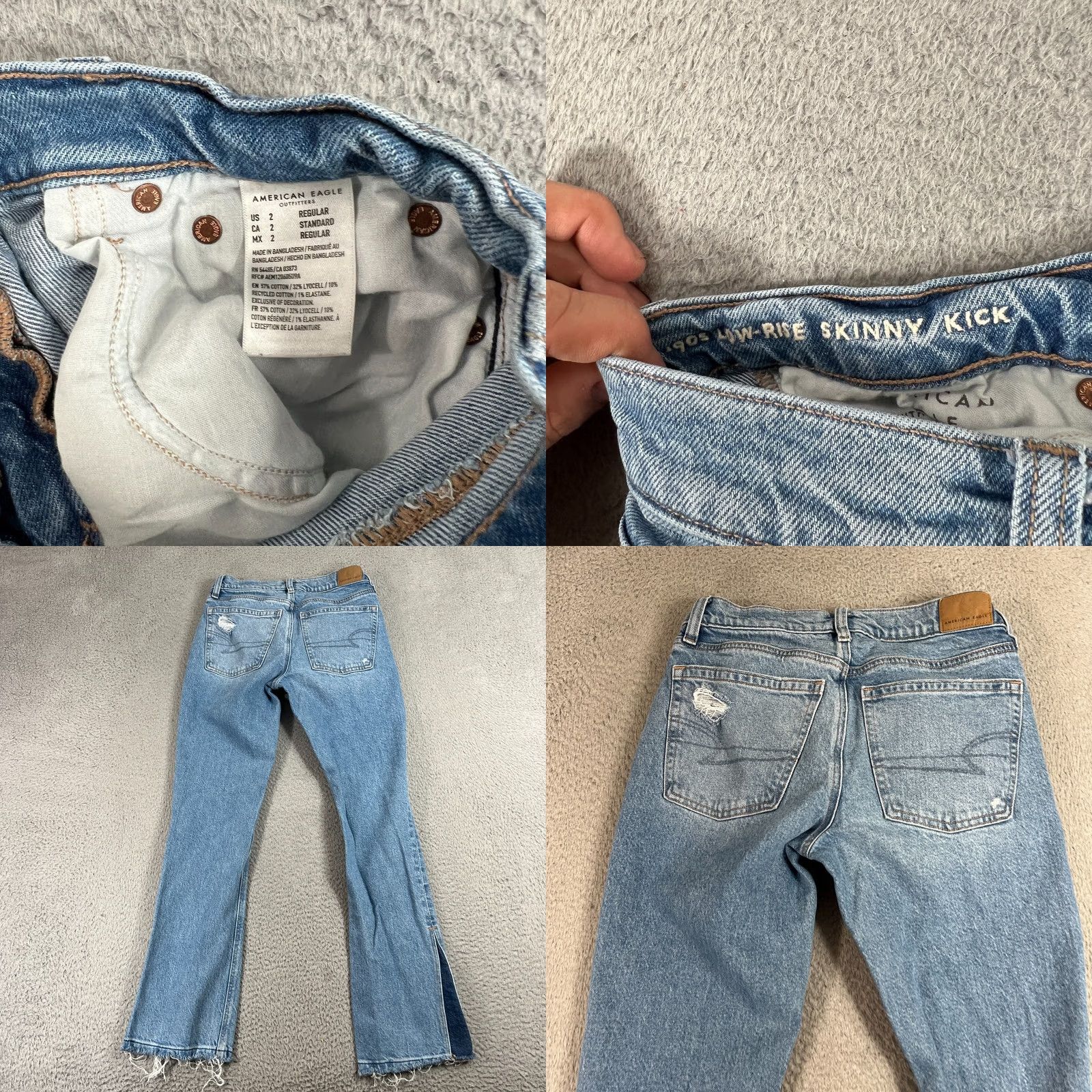 American Eagle Outfitters VINTAGE American Eagle Jeans 90s Low-Rise Skinny Kick Bootcut 2 Women Blue Denim Slim Size 26" / US 2 / IT 38 - 8 Thumbnail