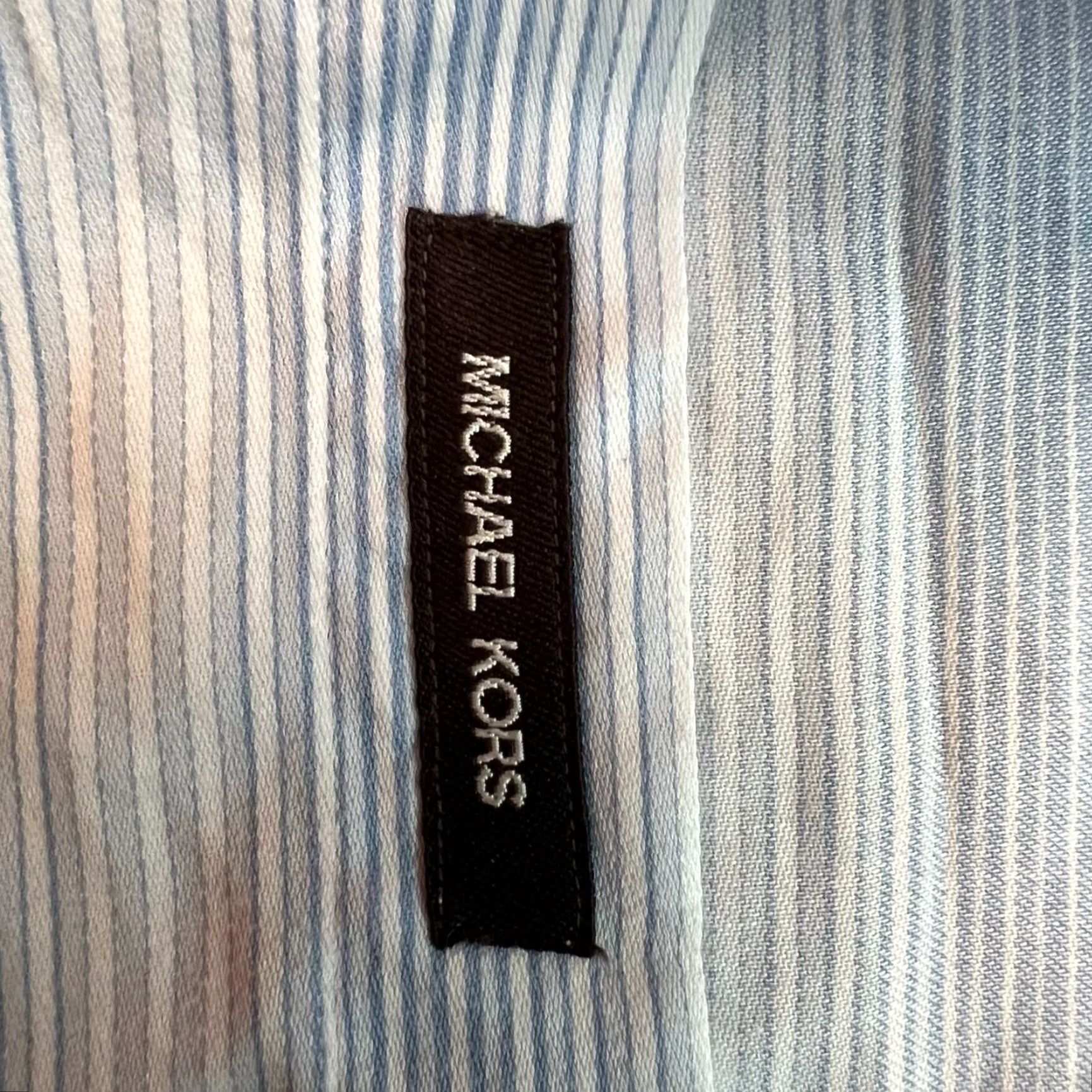 Michael Kors Michael Kors Striped Long Sleeve Spread Collar Mens Size XL Blue White Shirt Size US XL / EU 56 / 4 - 6 Thumbnail