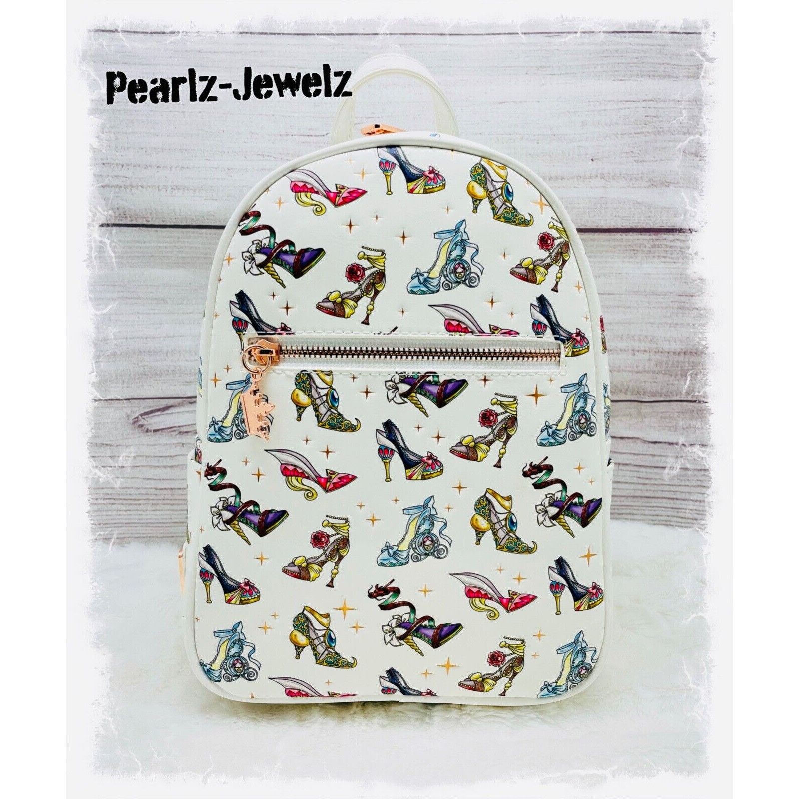 image of Disney Loungefly Princess Heels Mini Backpack Belle Cinderella Auro in White, Women's
