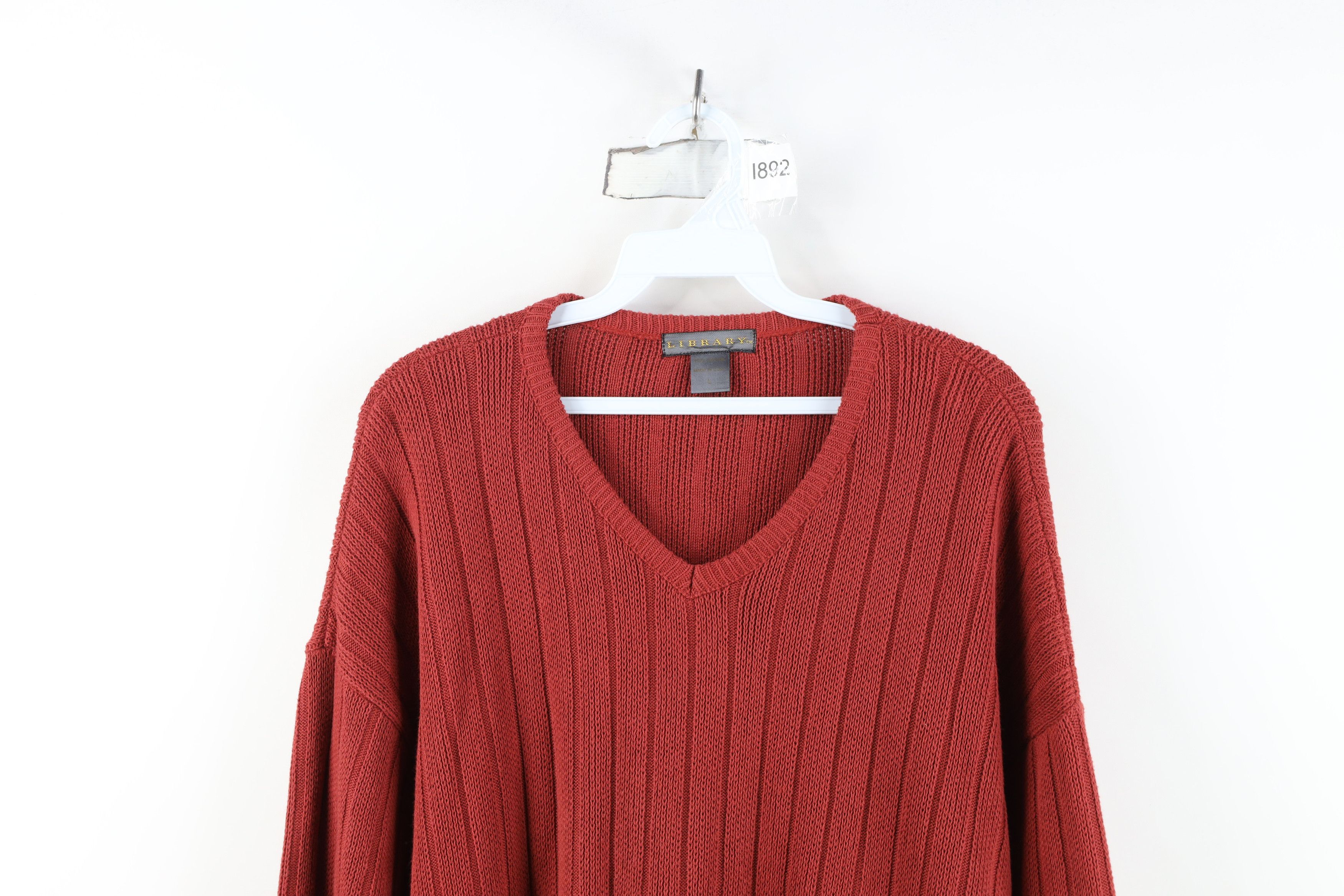 Vintage Vintage 90s Streetwear Blank Cotton Ribbed Knit Sweater USA Size US L / EU 52-54 / 3 - 2 Thumbnail
