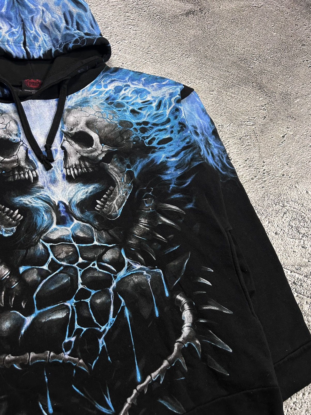 Vintage Vintage Y2K skulls flames fullprint black blue hoodie Size US XXL / EU 58 / 5 - 3 Thumbnail